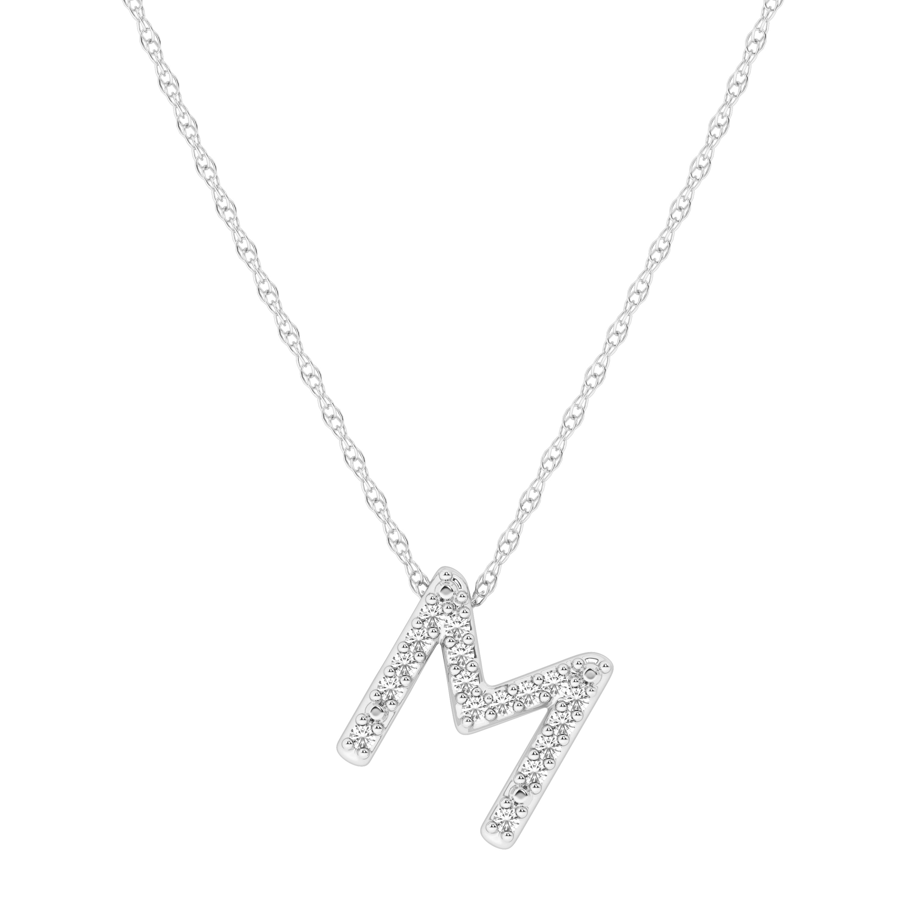Diamond Initial E Slider Necklace in Sterling Silver