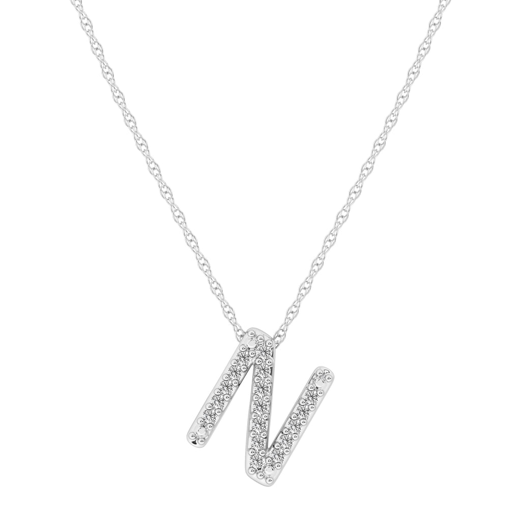 Diamond Initial E Slider Necklace in Sterling Silver