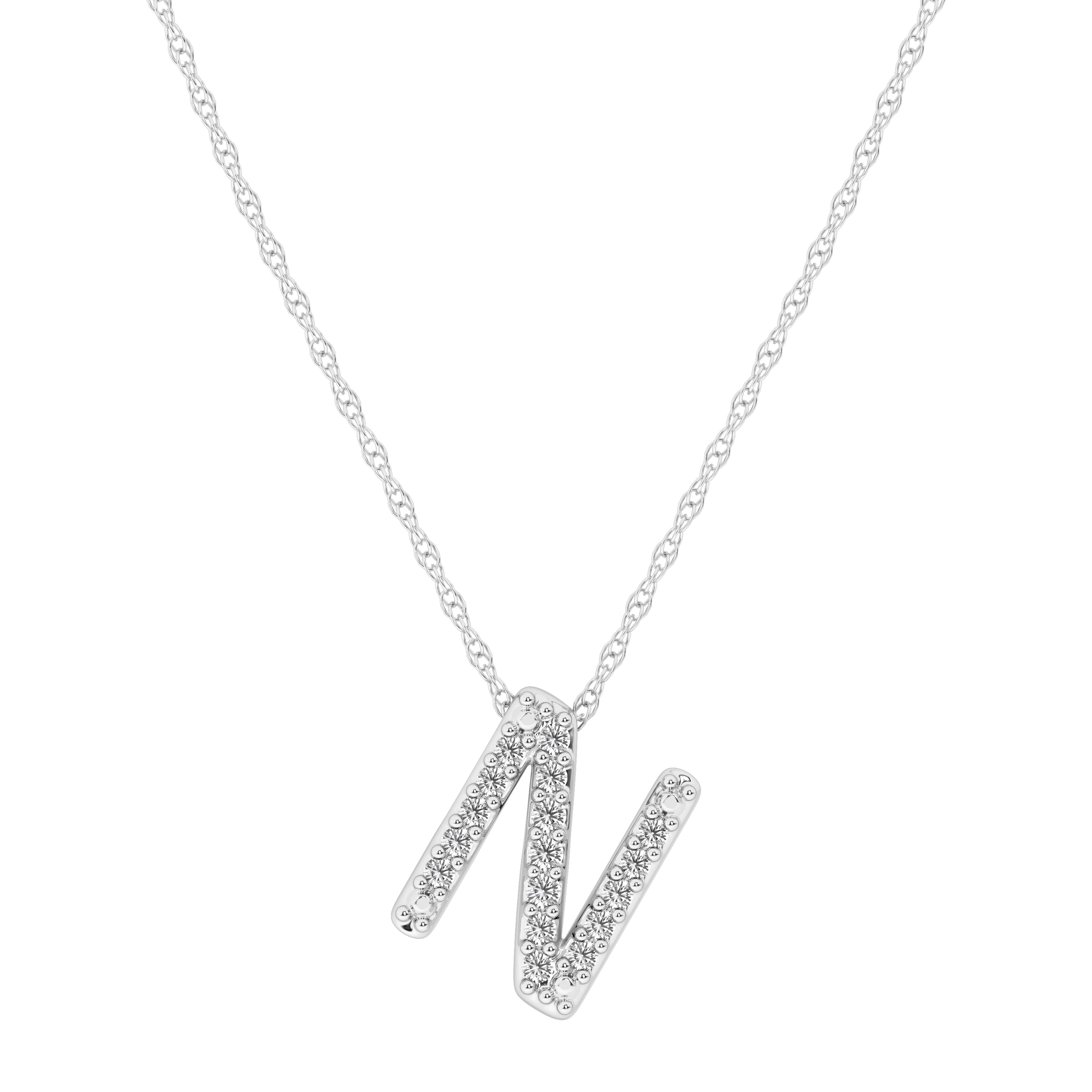 Diamond Initial E Slider Necklace in Sterling Silver