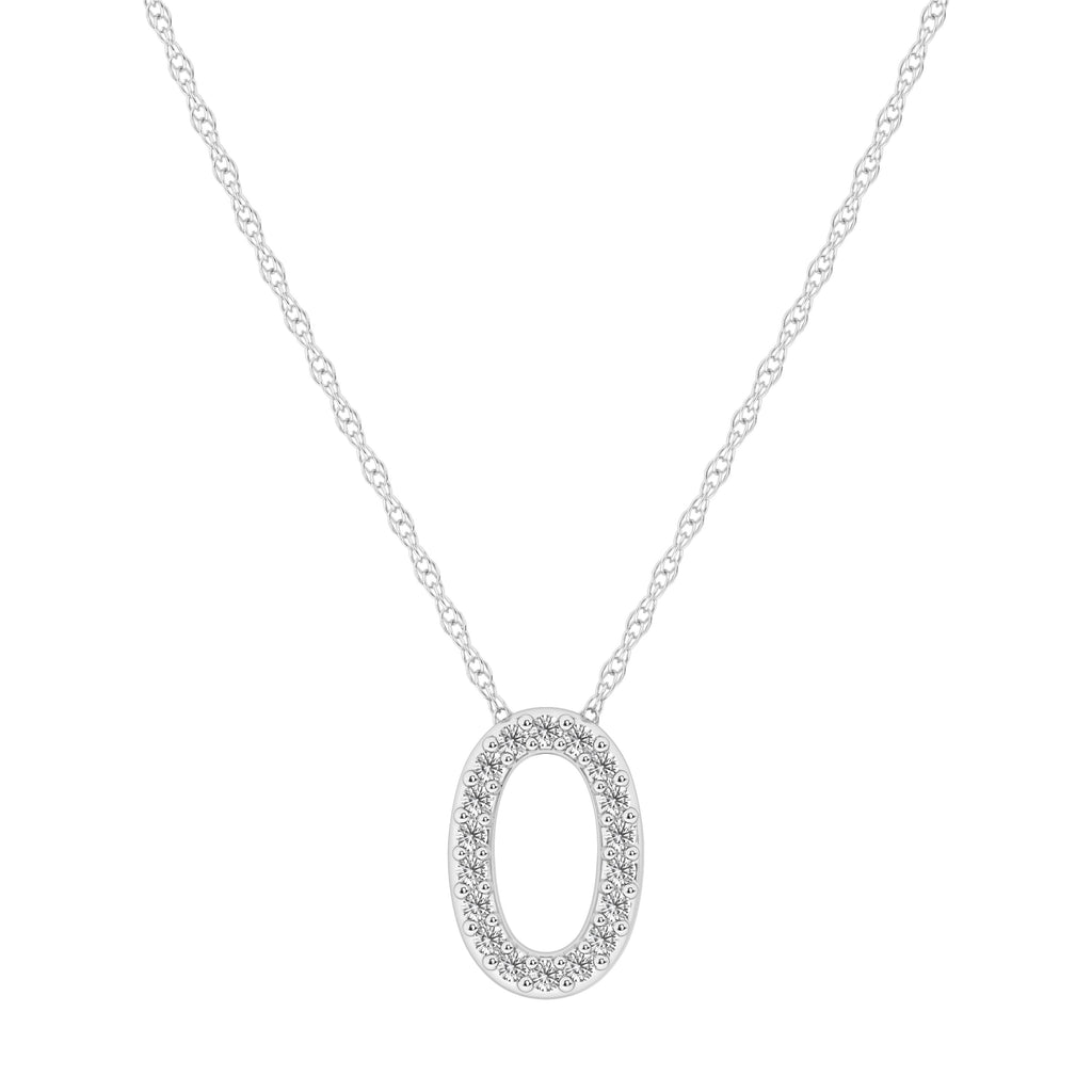Diamond Initial E Slider Necklace in Sterling Silver