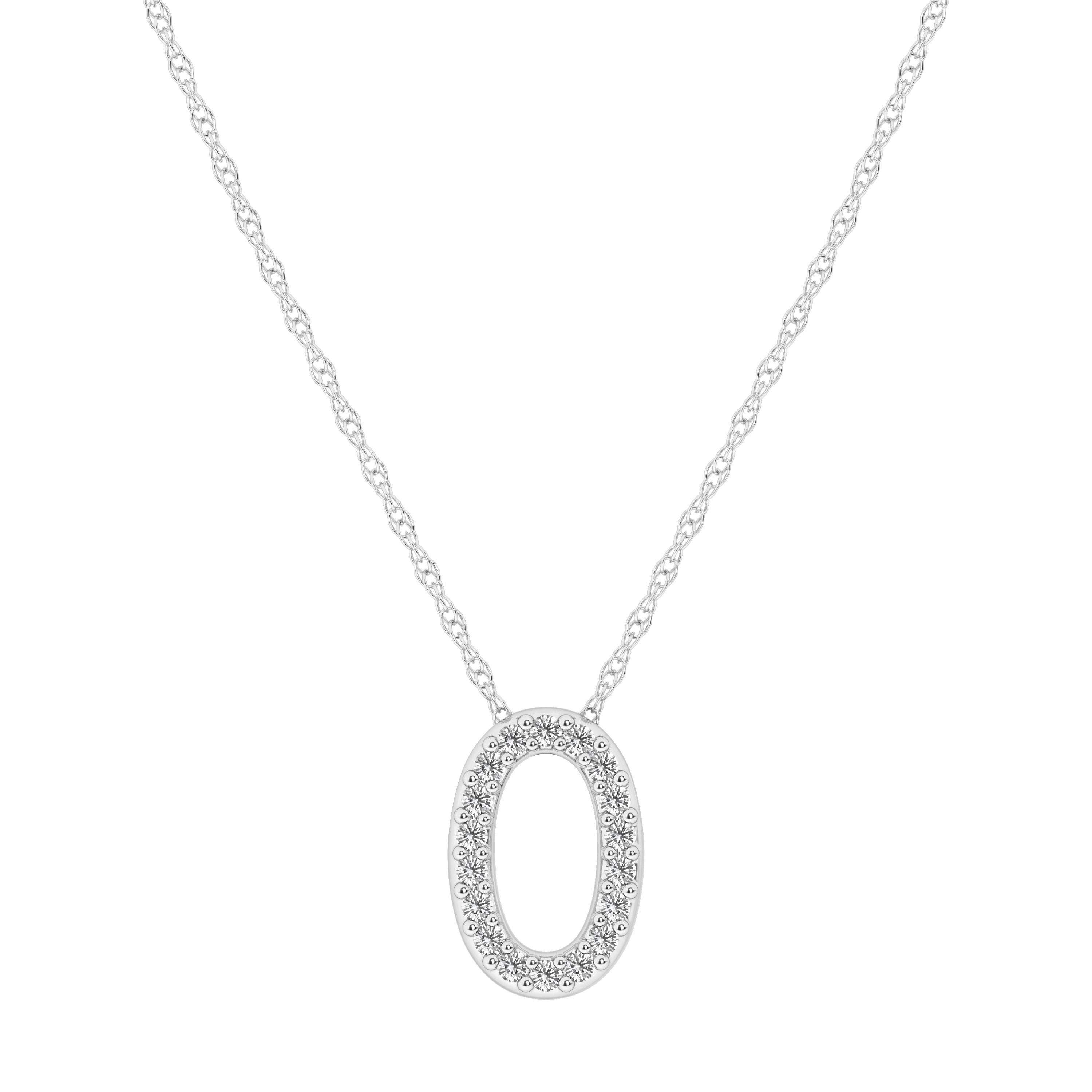 Diamond Initial E Slider Necklace in Sterling Silver