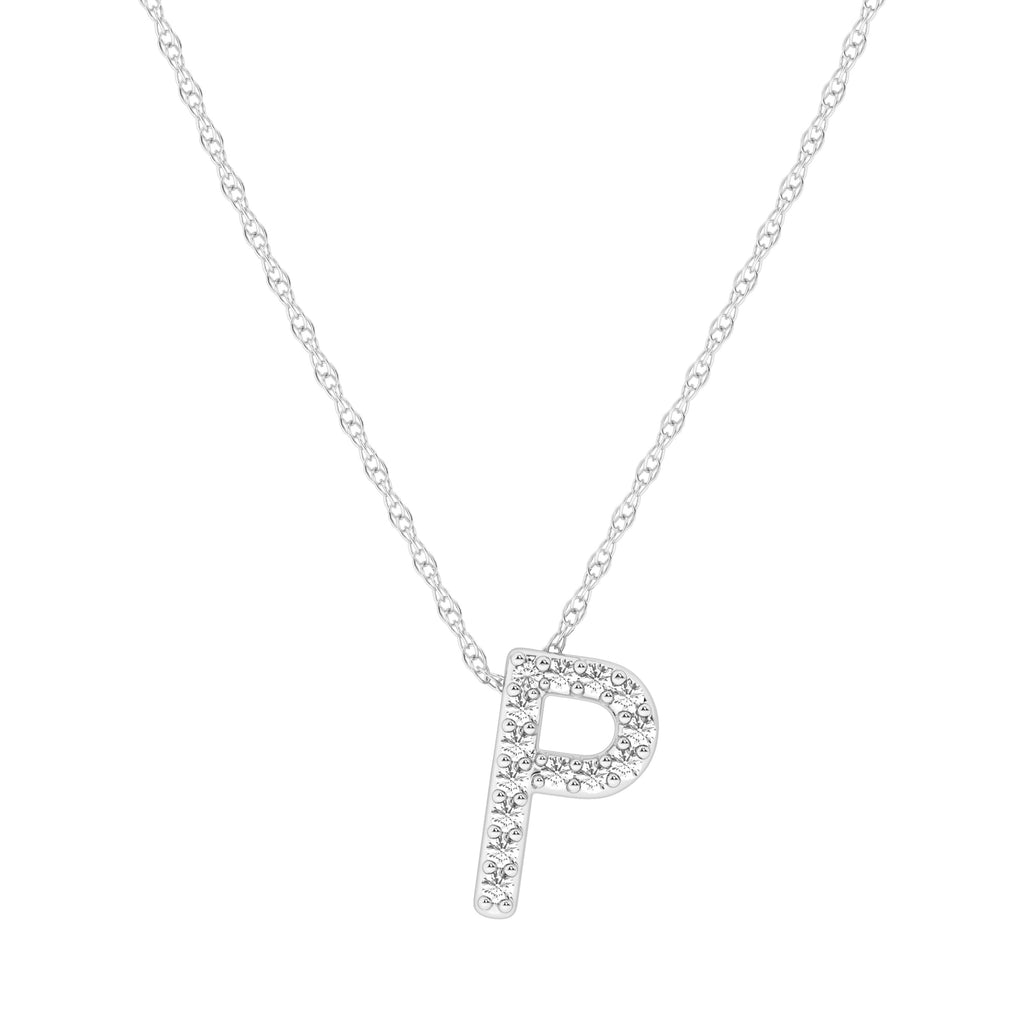 Diamond Initial E Slider Necklace in Sterling Silver