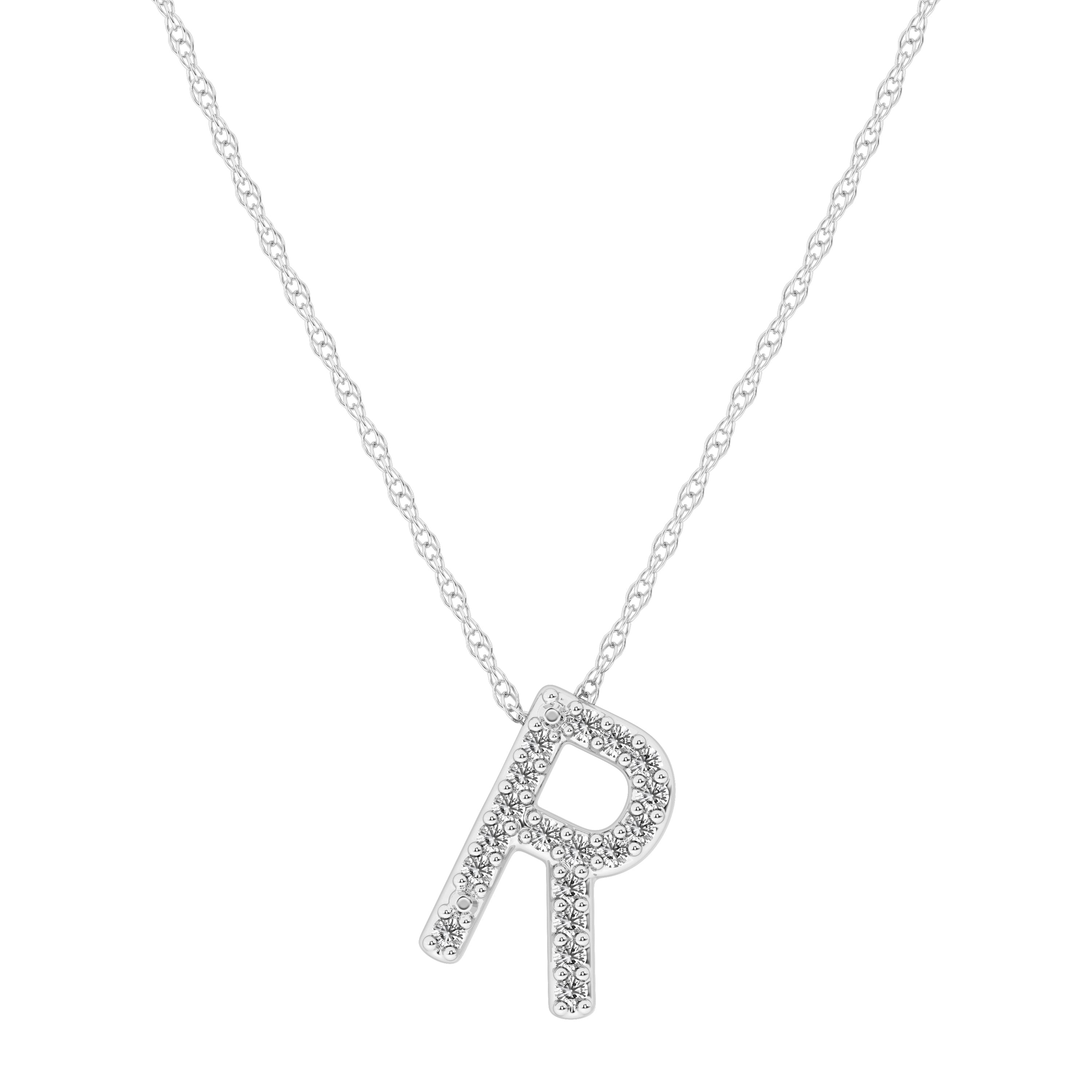 Diamond Initial E Slider Necklace in Sterling Silver