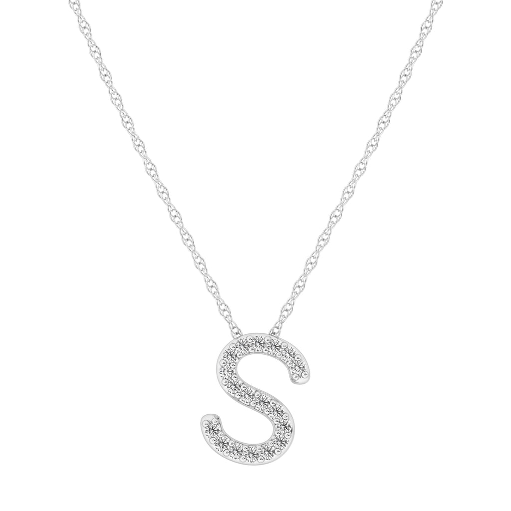 Diamond Initial E Slider Necklace in Sterling Silver