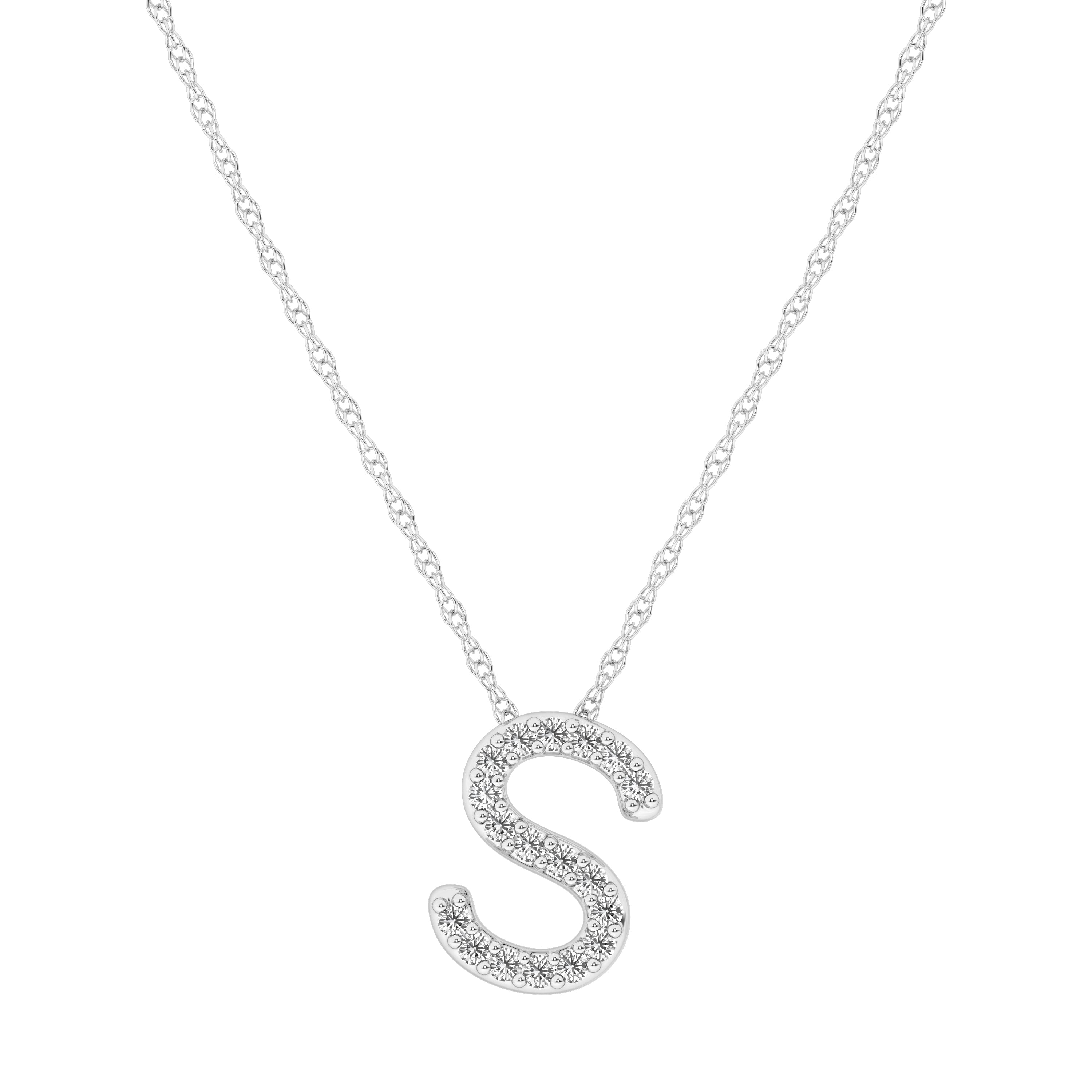 Diamond Initial E Slider Necklace in Sterling Silver