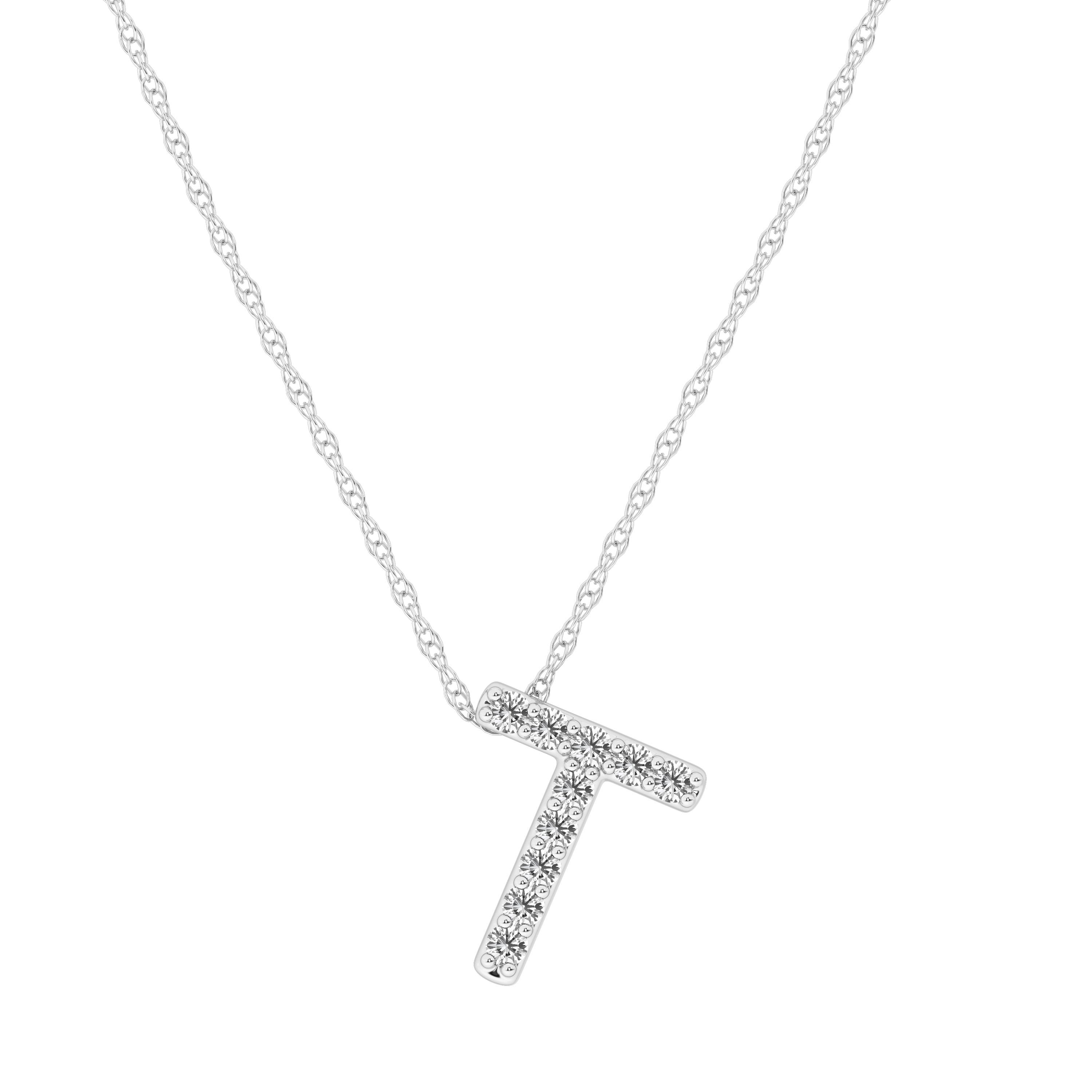 Diamond Initial E Slider Necklace in Sterling Silver