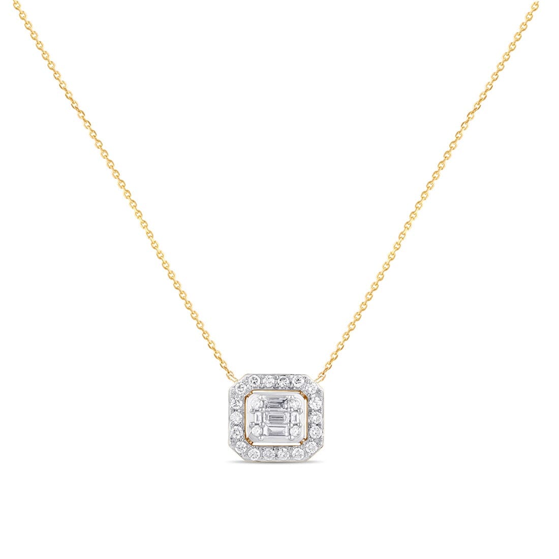 Meera Emerald Halo Necklace with 0.50tw of Laboratory-Grown Diamonds in 9kt Yellow Gold