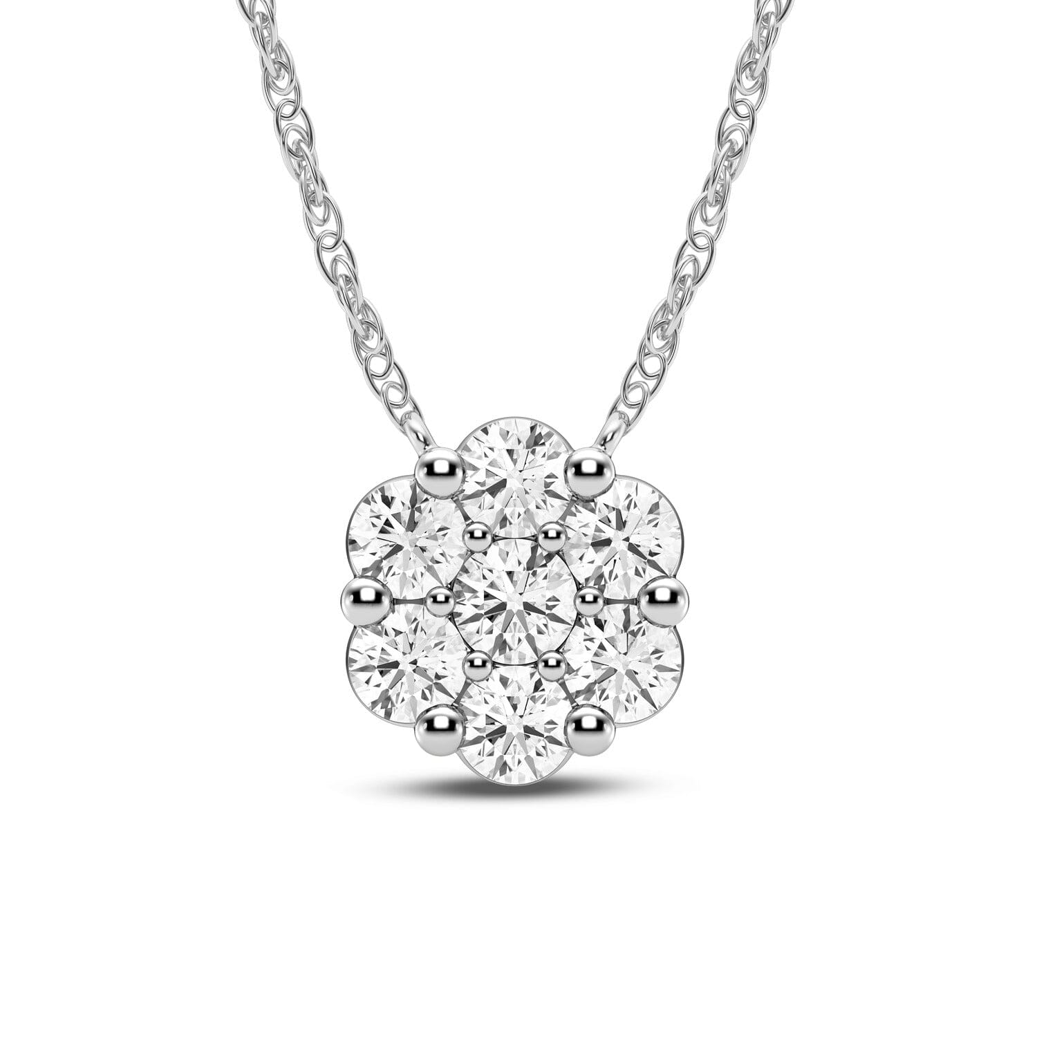 Meera Flower Necklace with 0.50tw of Laboratory-Grown Diamonds in 9kt White Gold