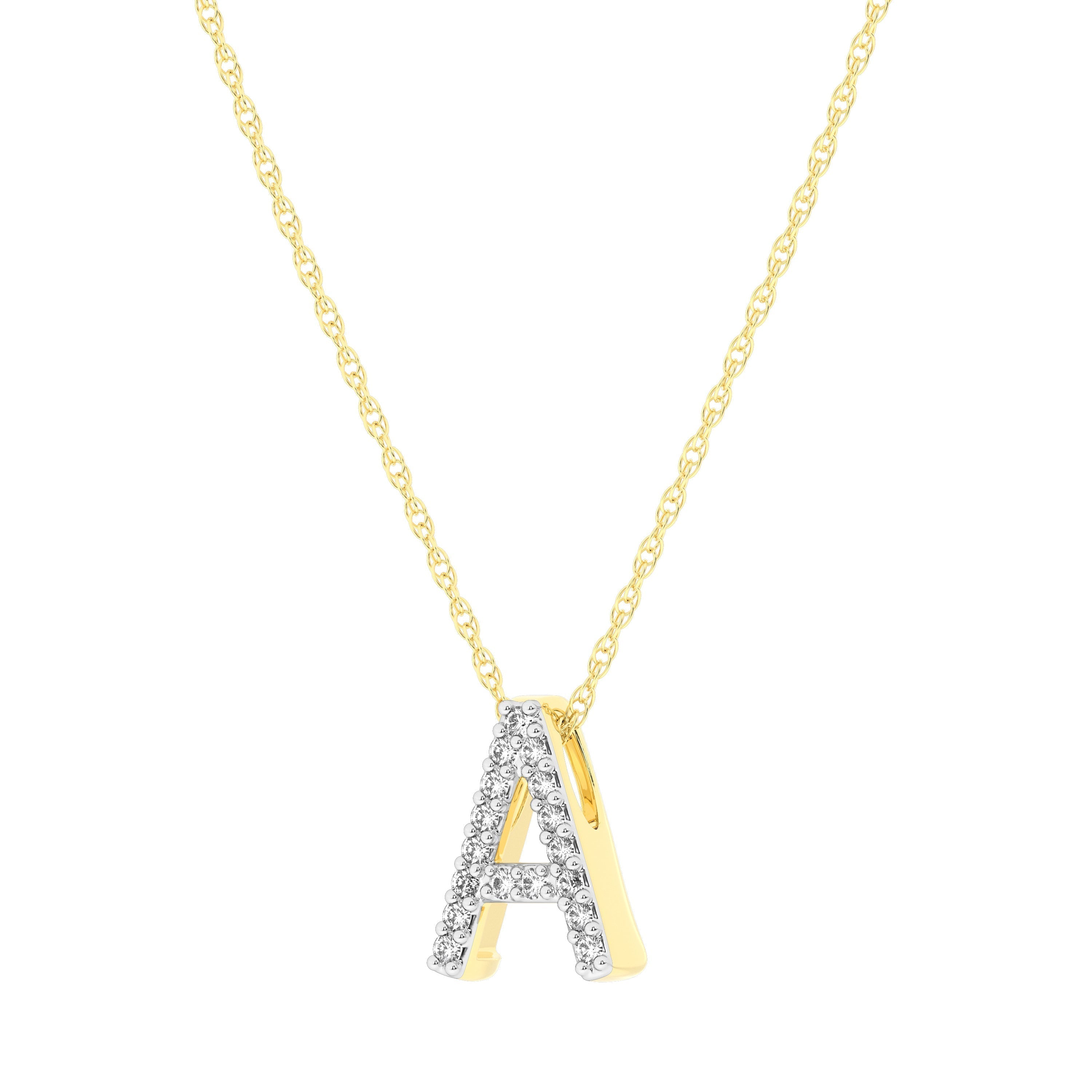 Diamond Initial Slider Necklace in 9kt Yellow Gold