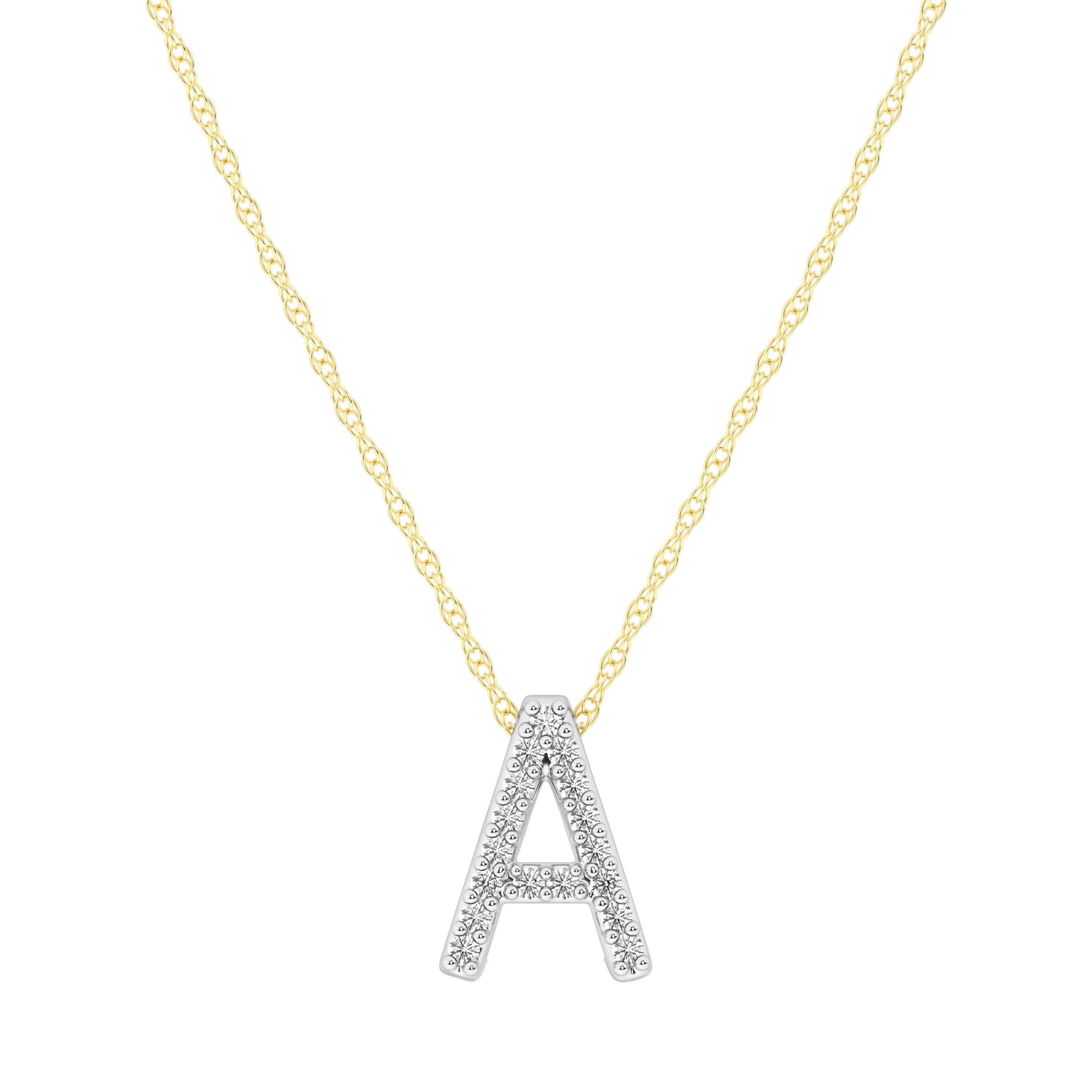 Diamond Initial Slider Necklace in 9kt Yellow Gold
