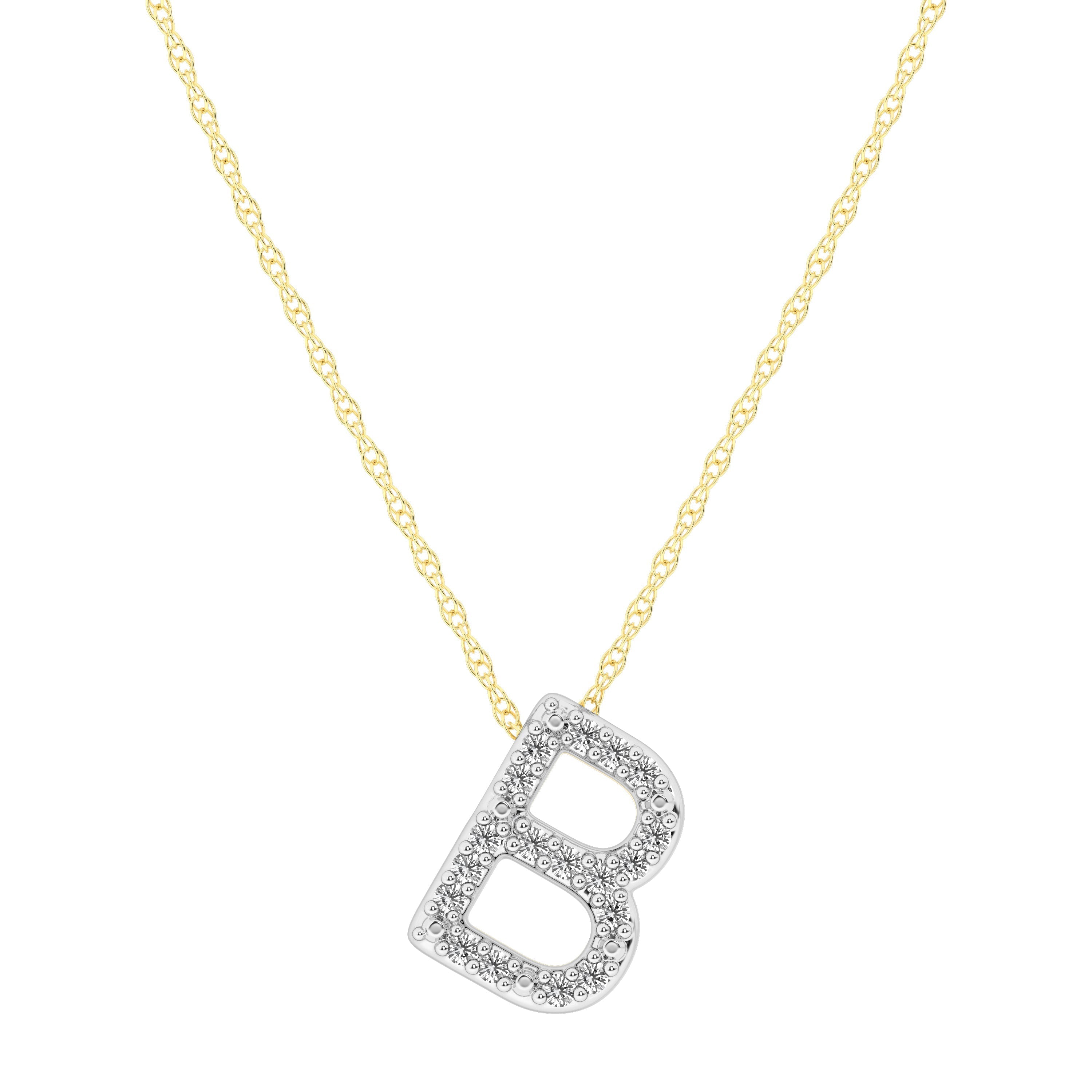 Diamond Initial Slider Necklace in 9kt Yellow Gold