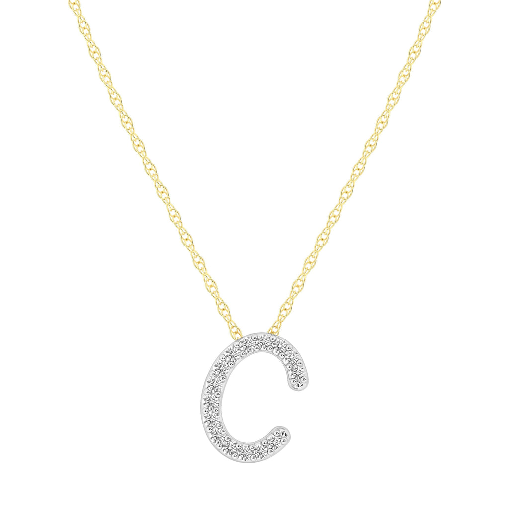 Diamond Initial Slider Necklace in 9kt Yellow Gold