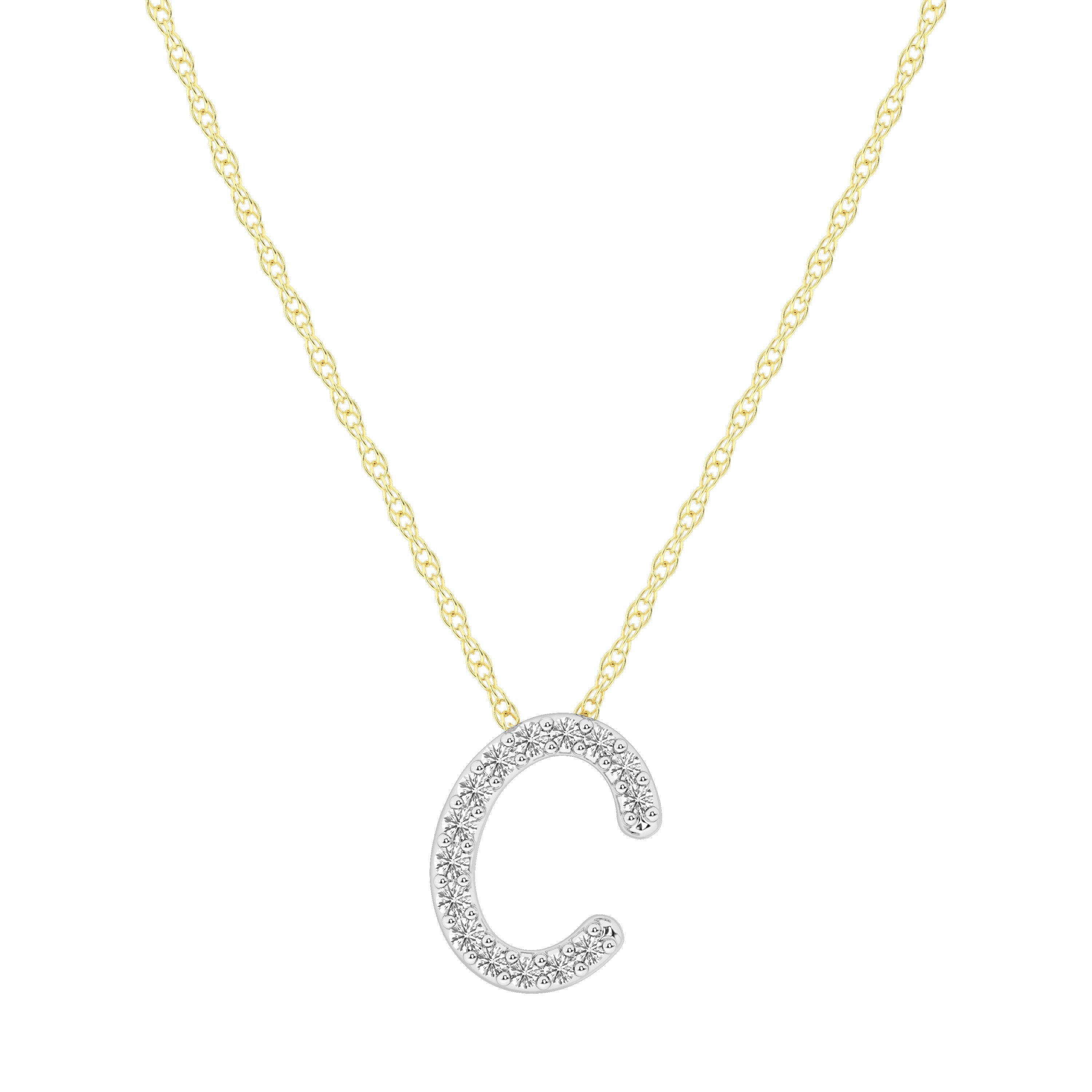 Diamond Initial Slider Necklace in 9kt Yellow Gold