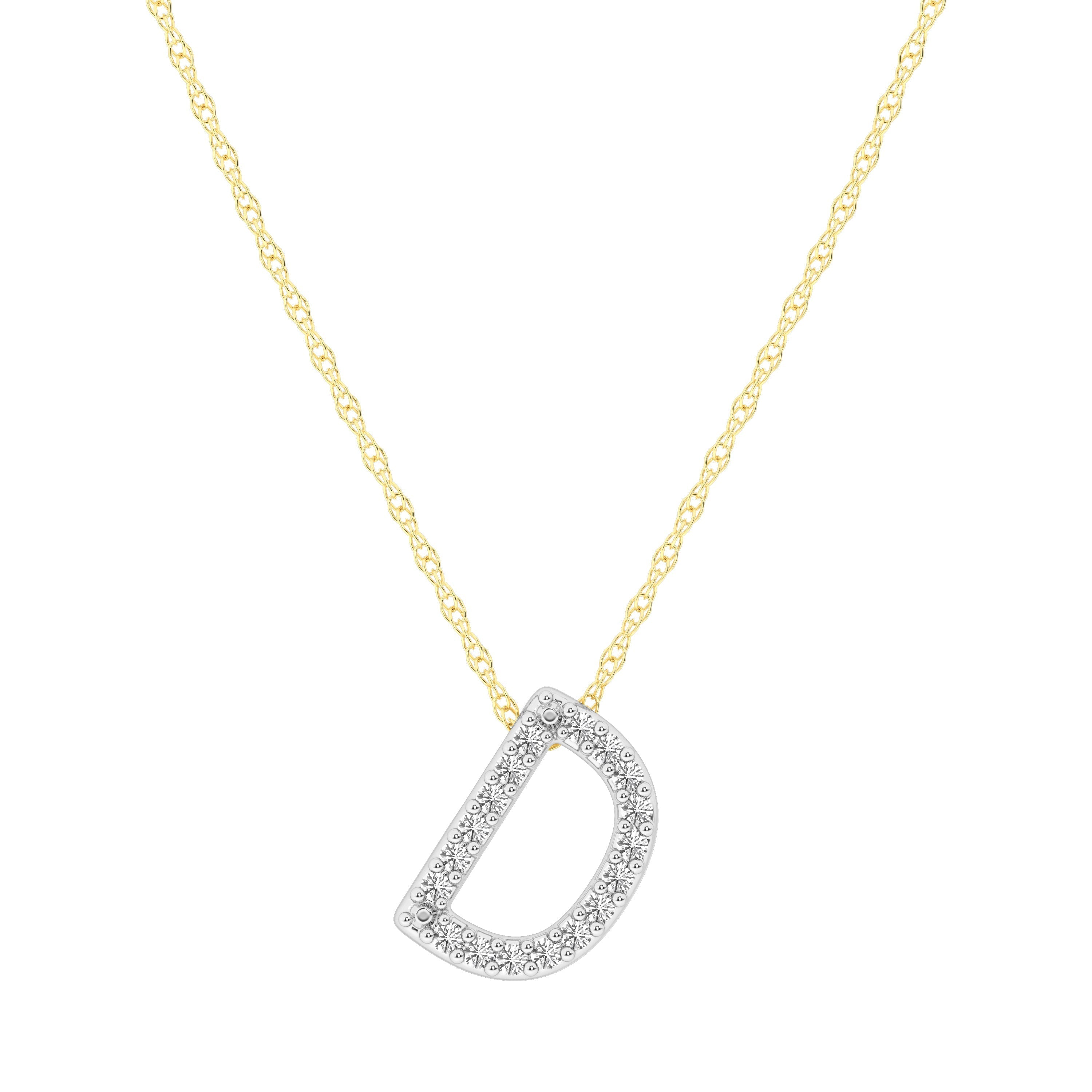 Diamond Initial Slider Necklace in 9kt Yellow Gold