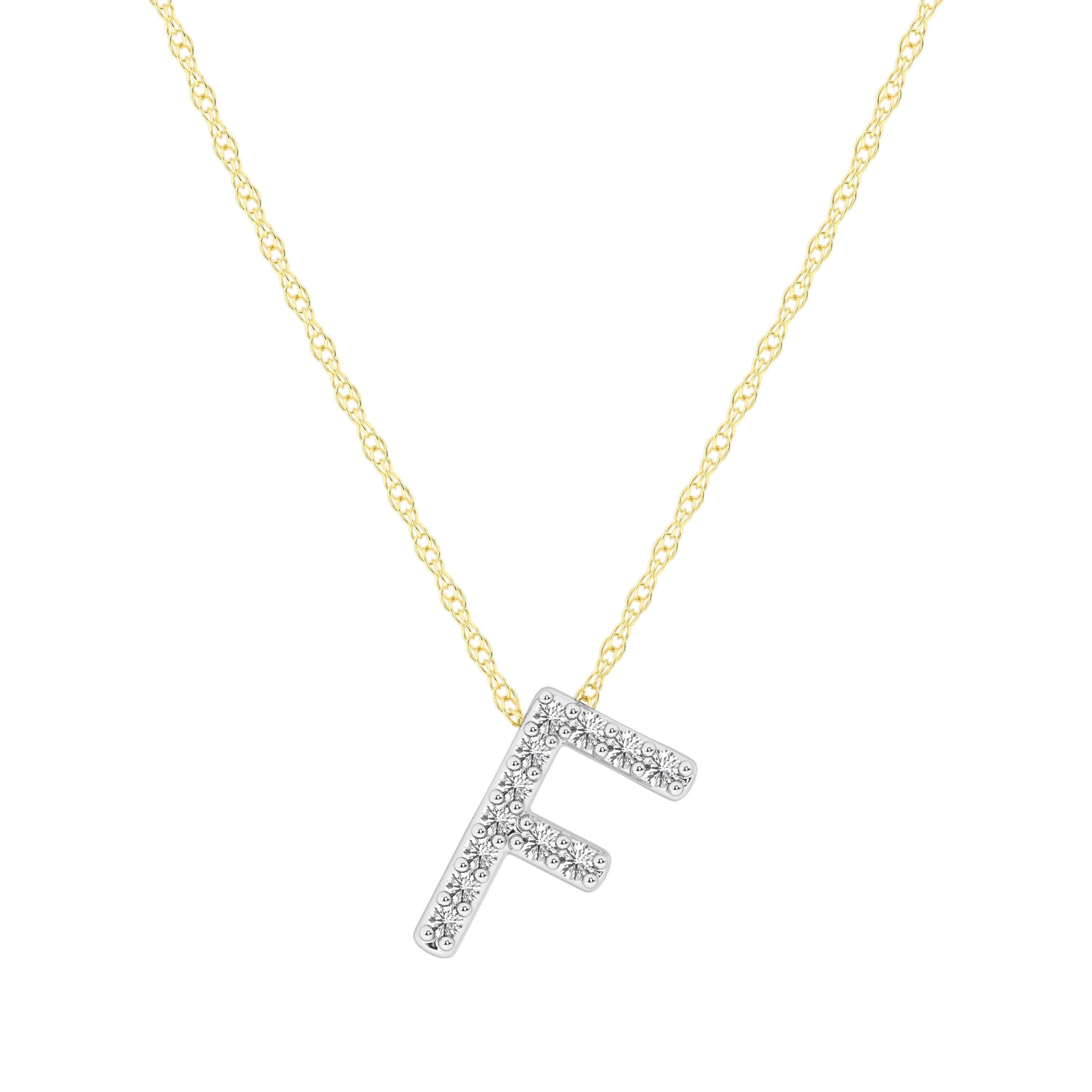 Diamond Initial Slider Necklace in 9kt Yellow Gold