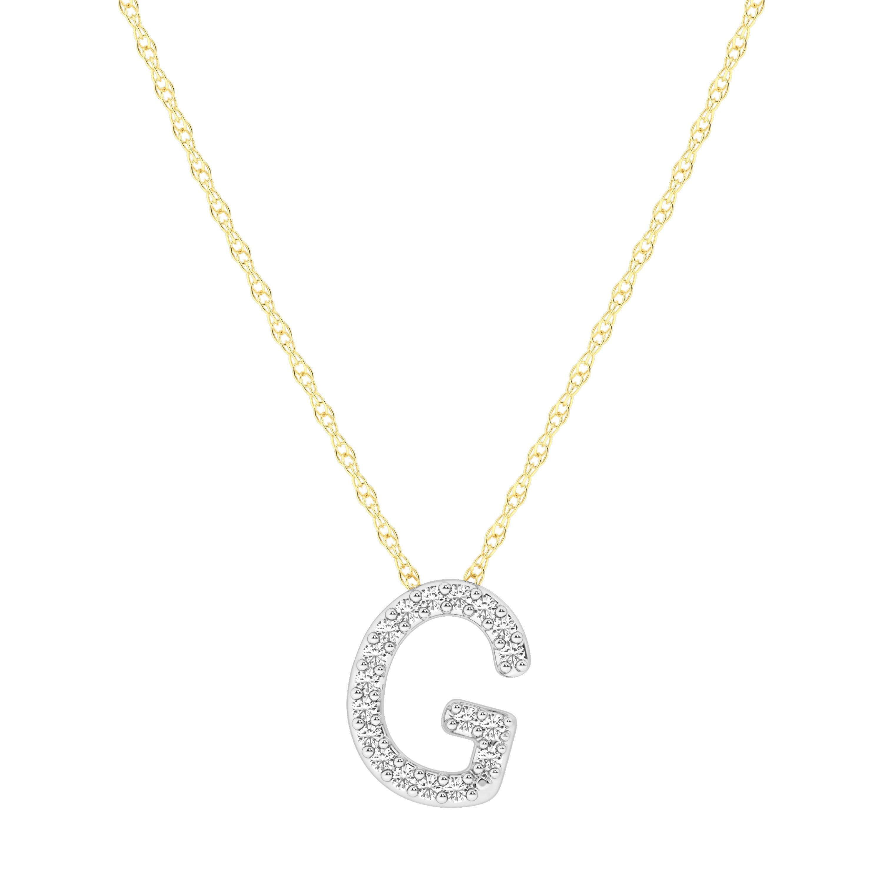 Diamond Initial Slider Necklace in 9kt Yellow Gold