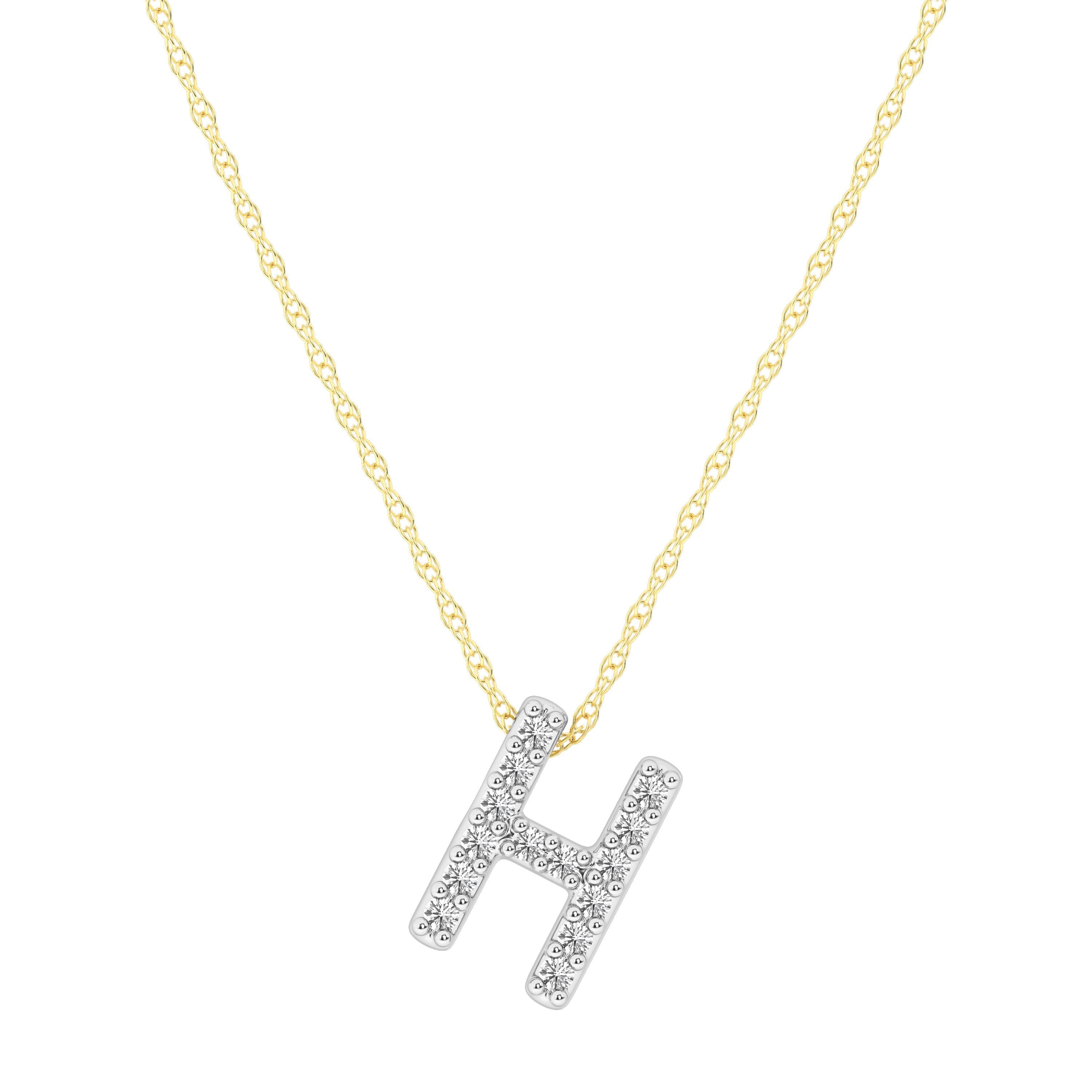 Diamond Initial Slider Necklace in 9kt Yellow Gold