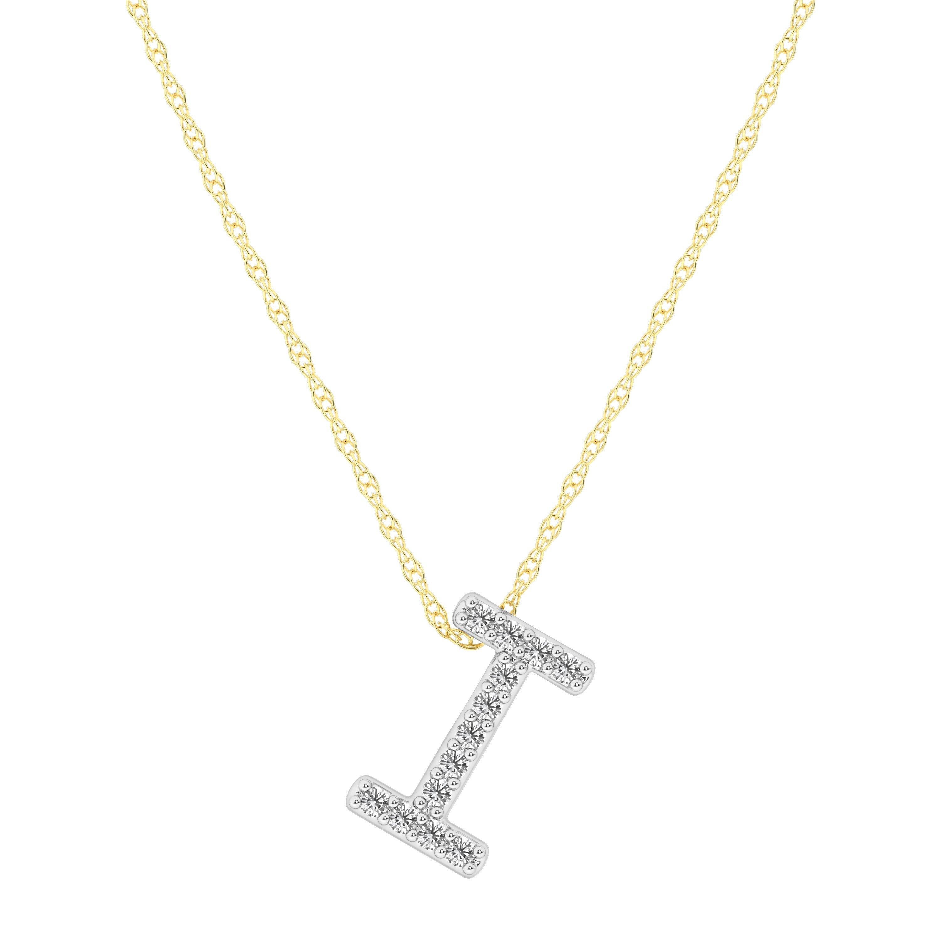 Diamond Initial Slider Necklace in 9kt Yellow Gold