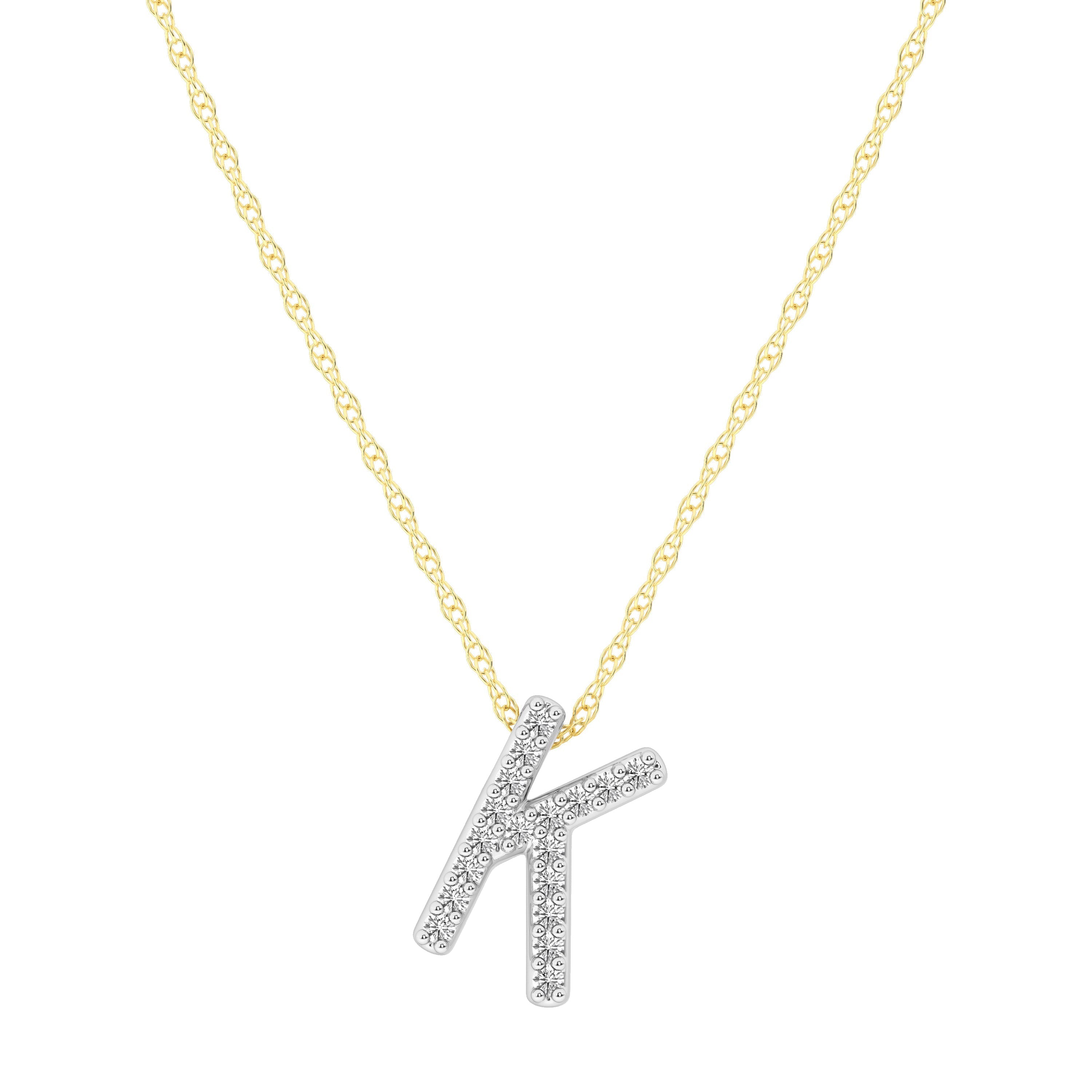 Diamond Initial Slider Necklace in 9kt Yellow Gold