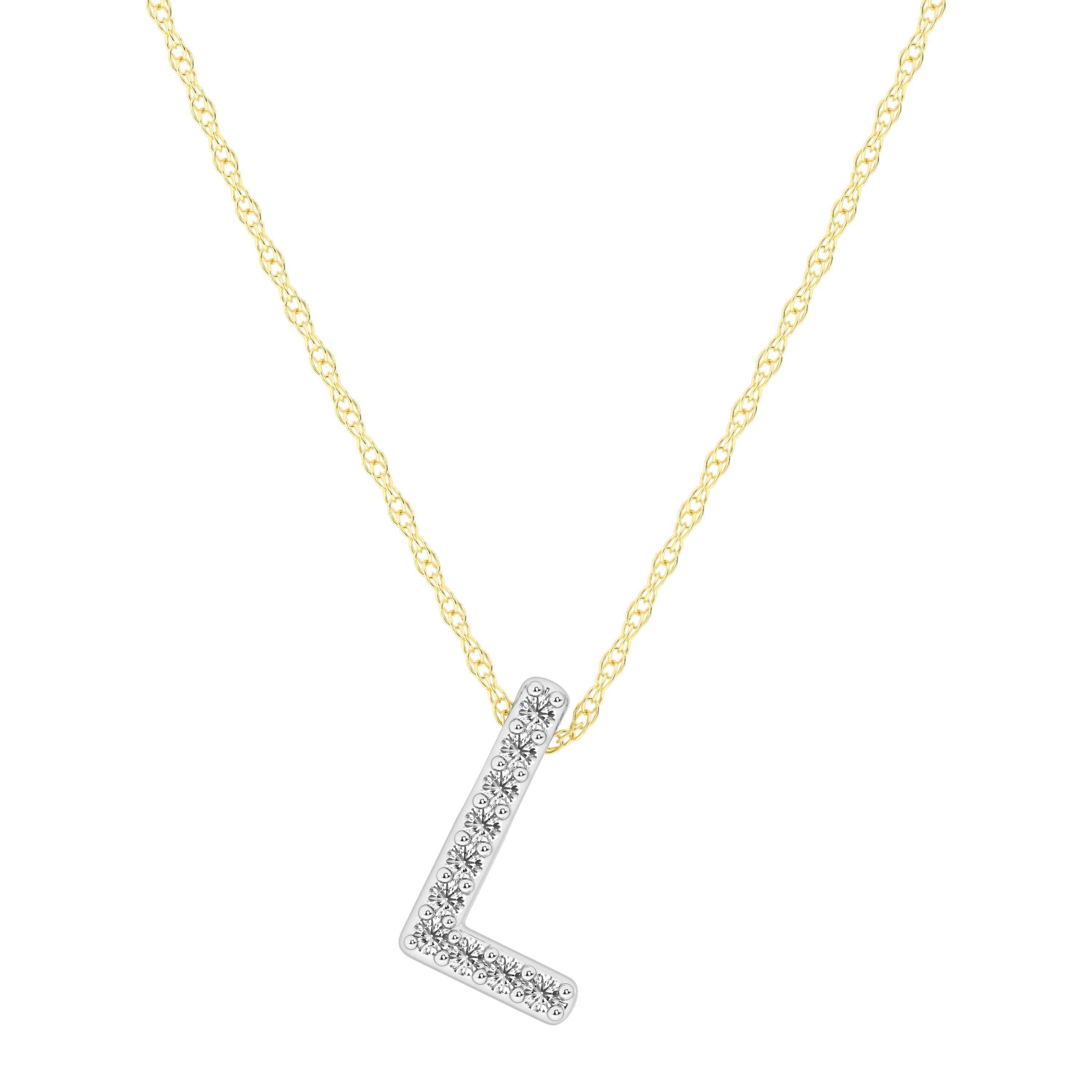 Diamond Initial Slider Necklace in 9kt Yellow Gold