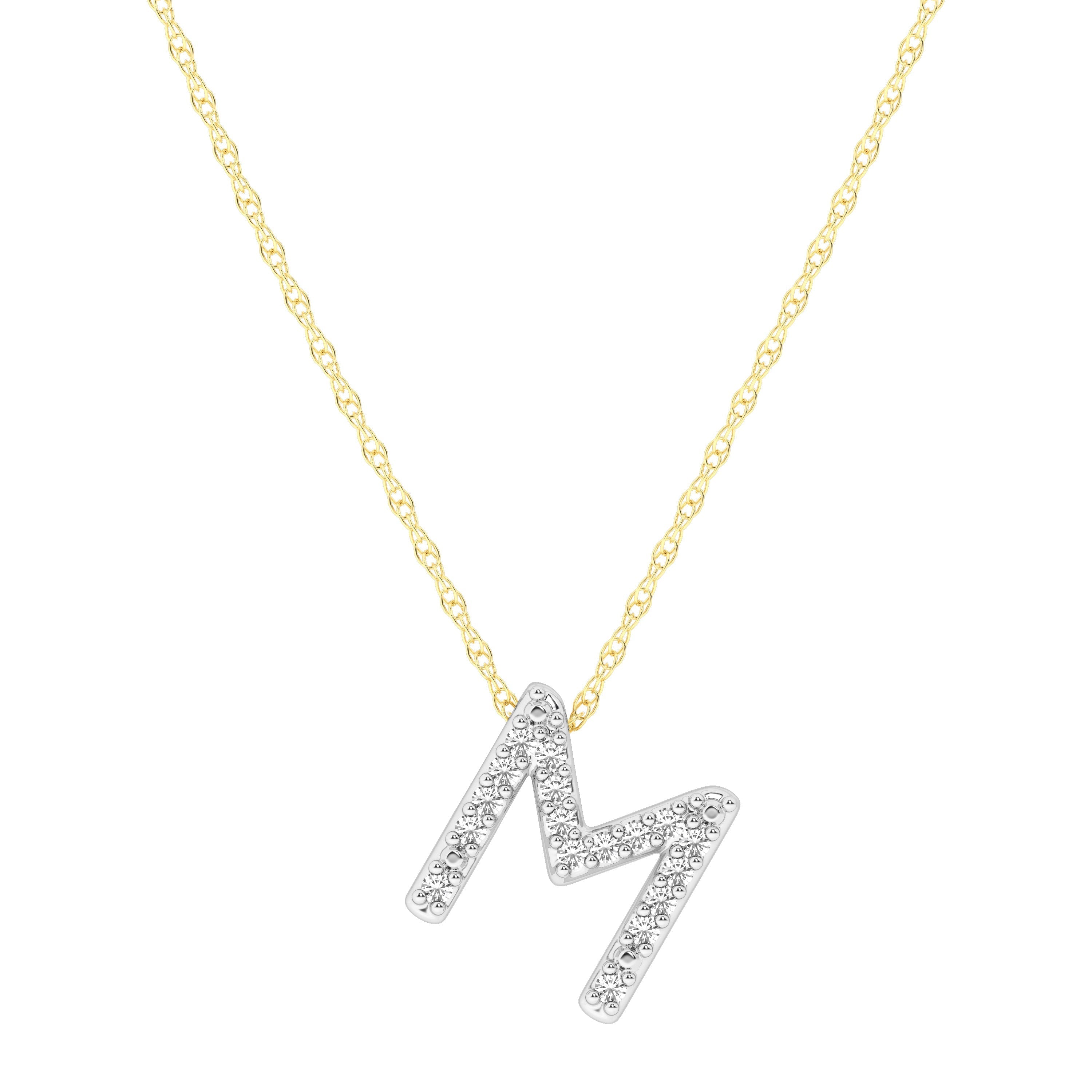 Diamond Initial Slider Necklace in 9kt Yellow Gold