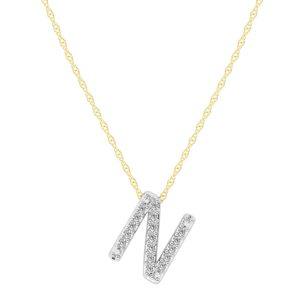 Diamond Initial Slider Necklace in 9kt Yellow Gold