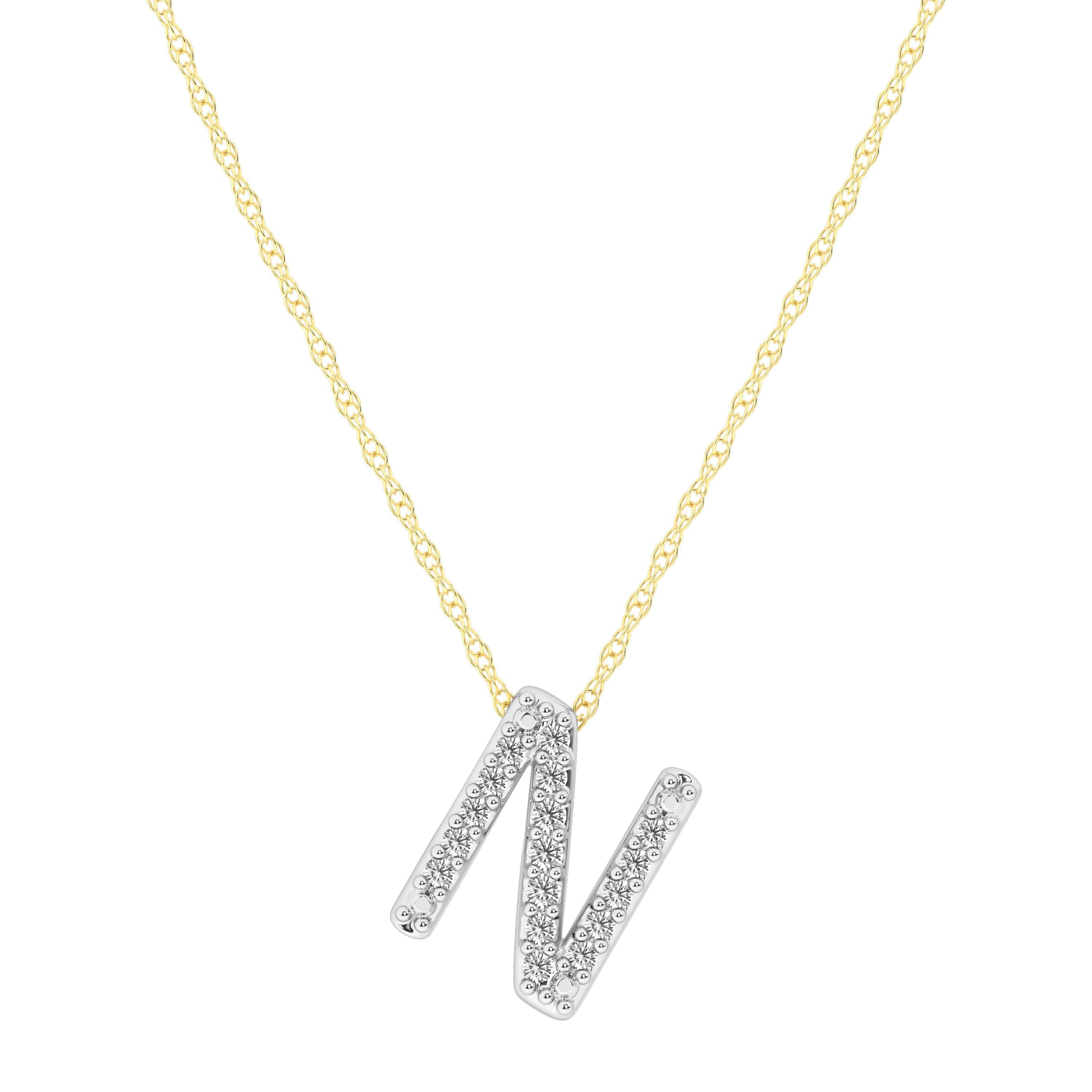 Diamond Initial Slider Necklace in 9kt Yellow Gold