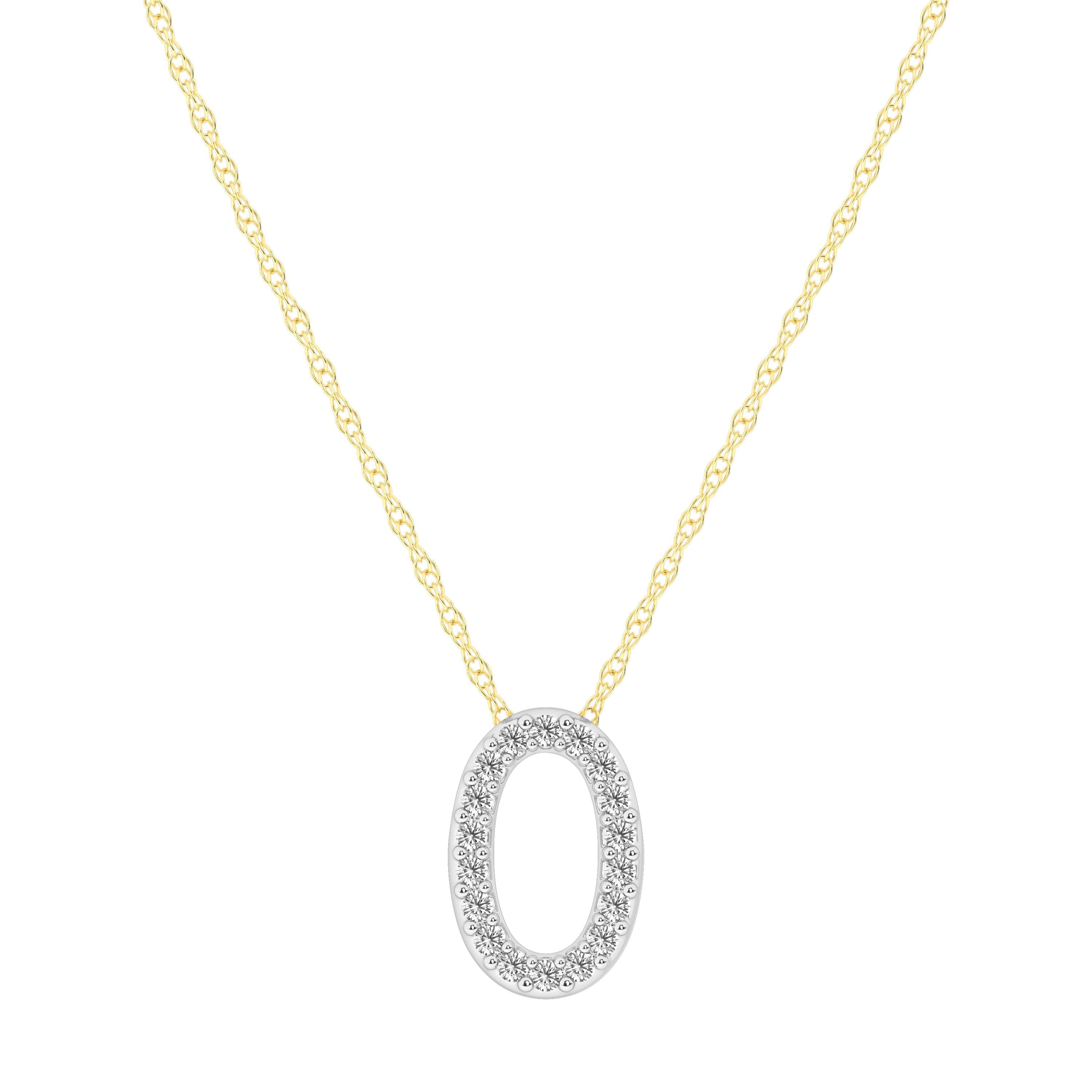 Diamond Initial Slider Necklace in 9kt Yellow Gold