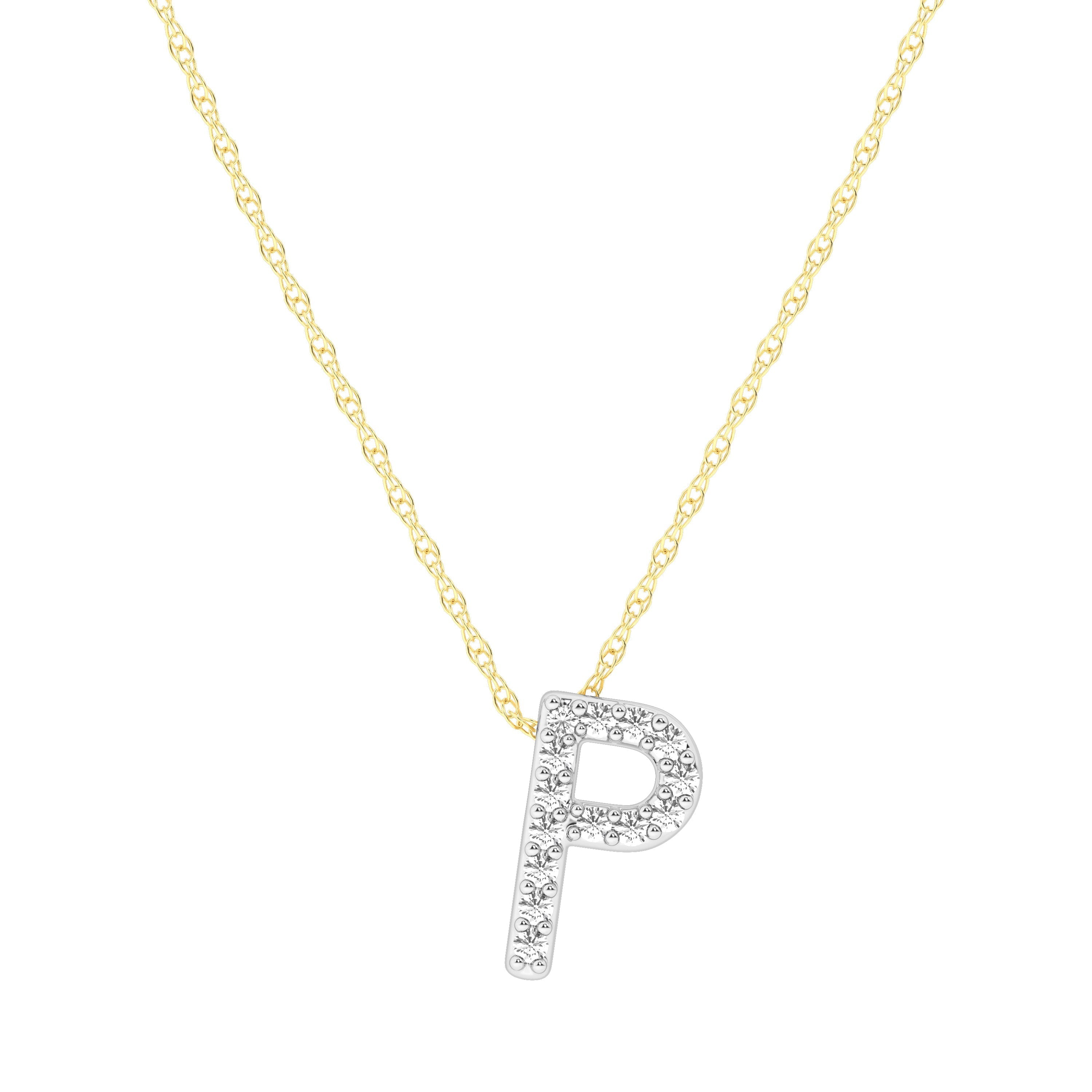 Diamond Initial Slider Necklace in 9kt Yellow Gold
