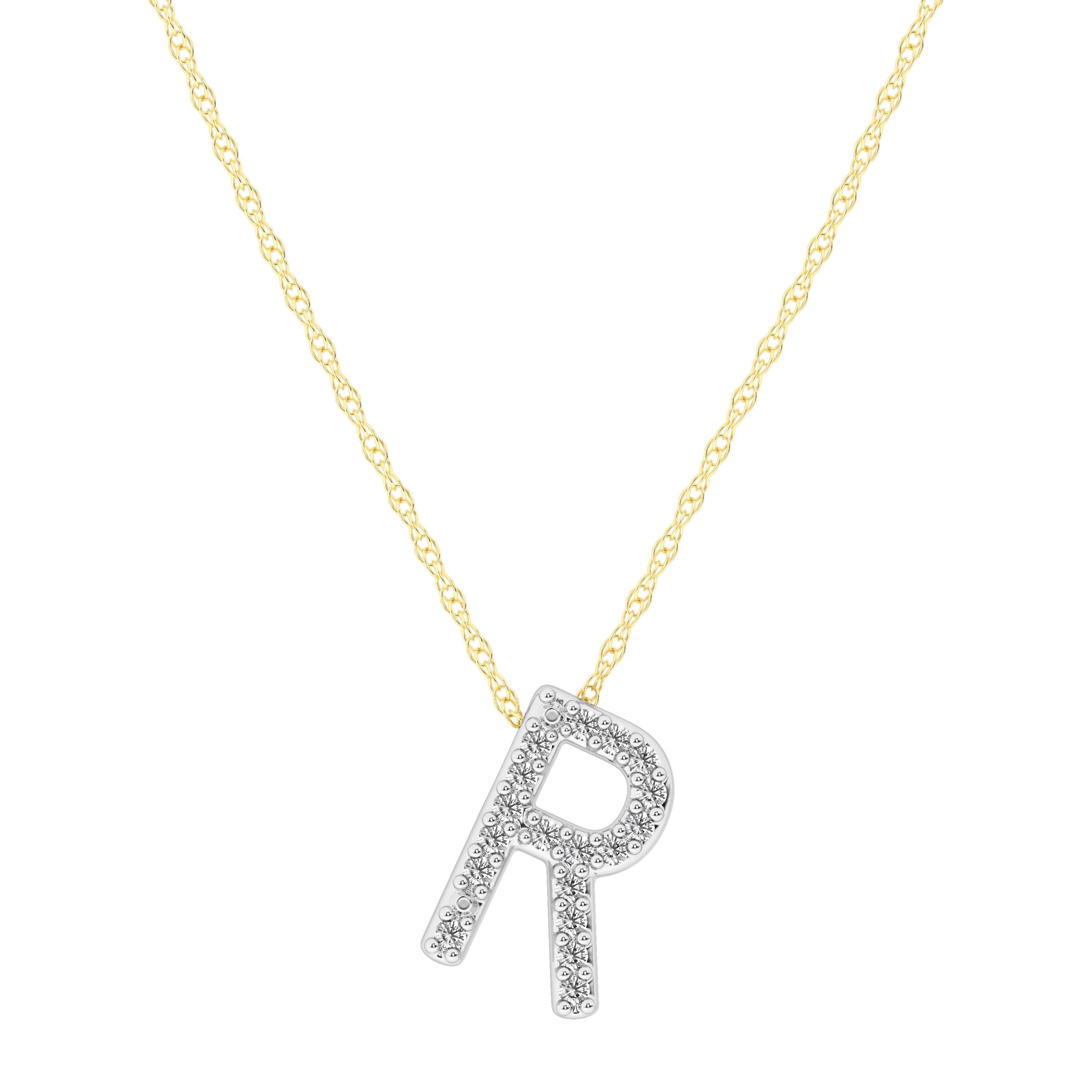 Diamond Initial Slider Necklace in 9kt Yellow Gold