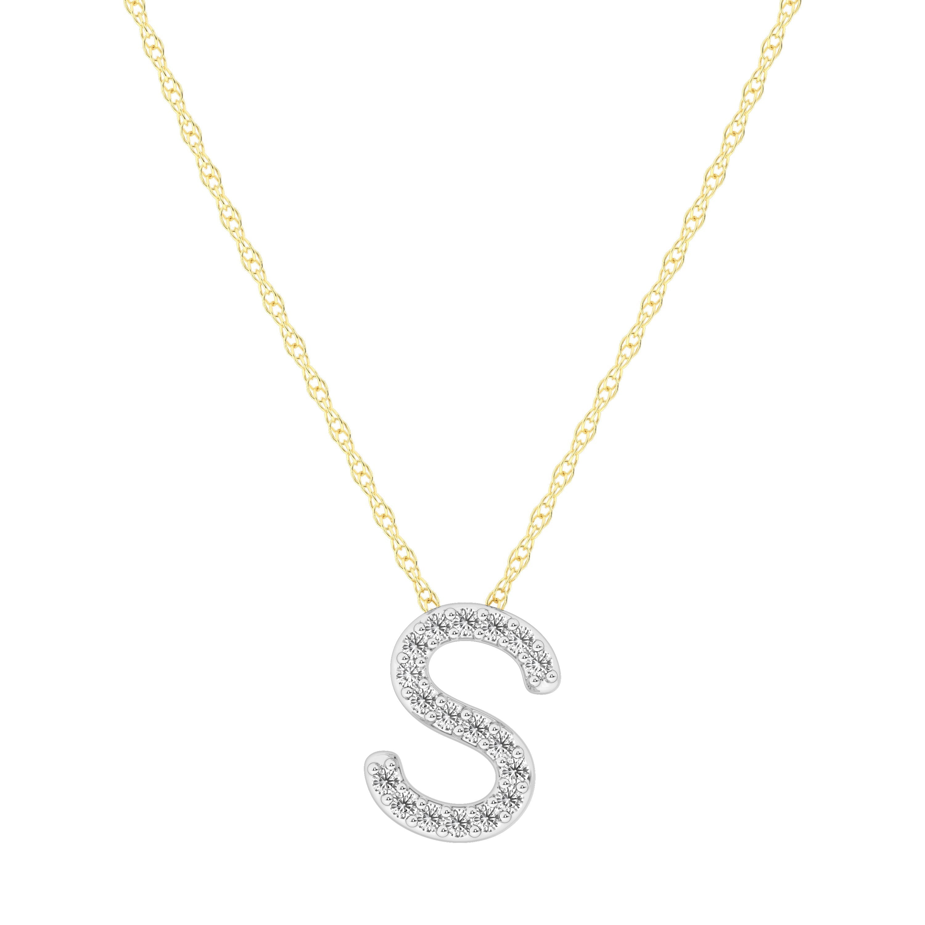 Diamond Initial Slider Necklace in 9kt Yellow Gold