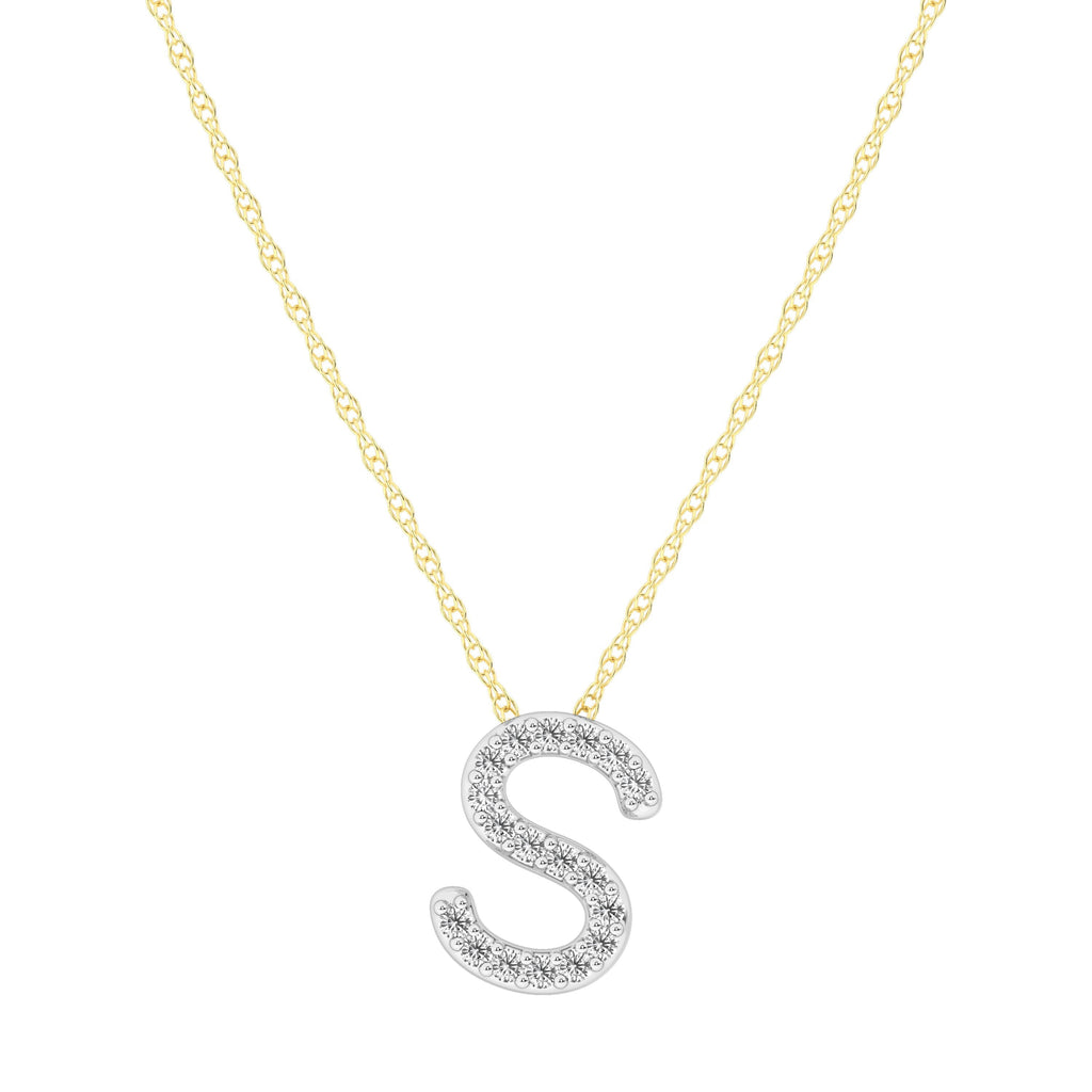 Diamond Initial Slider Necklace in 9kt Yellow Gold