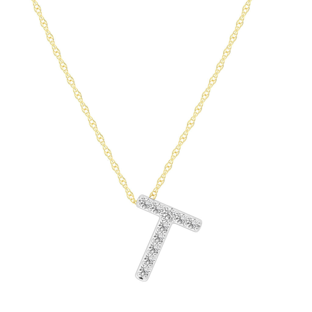 Diamond Initial Slider Necklace in 9kt Yellow Gold