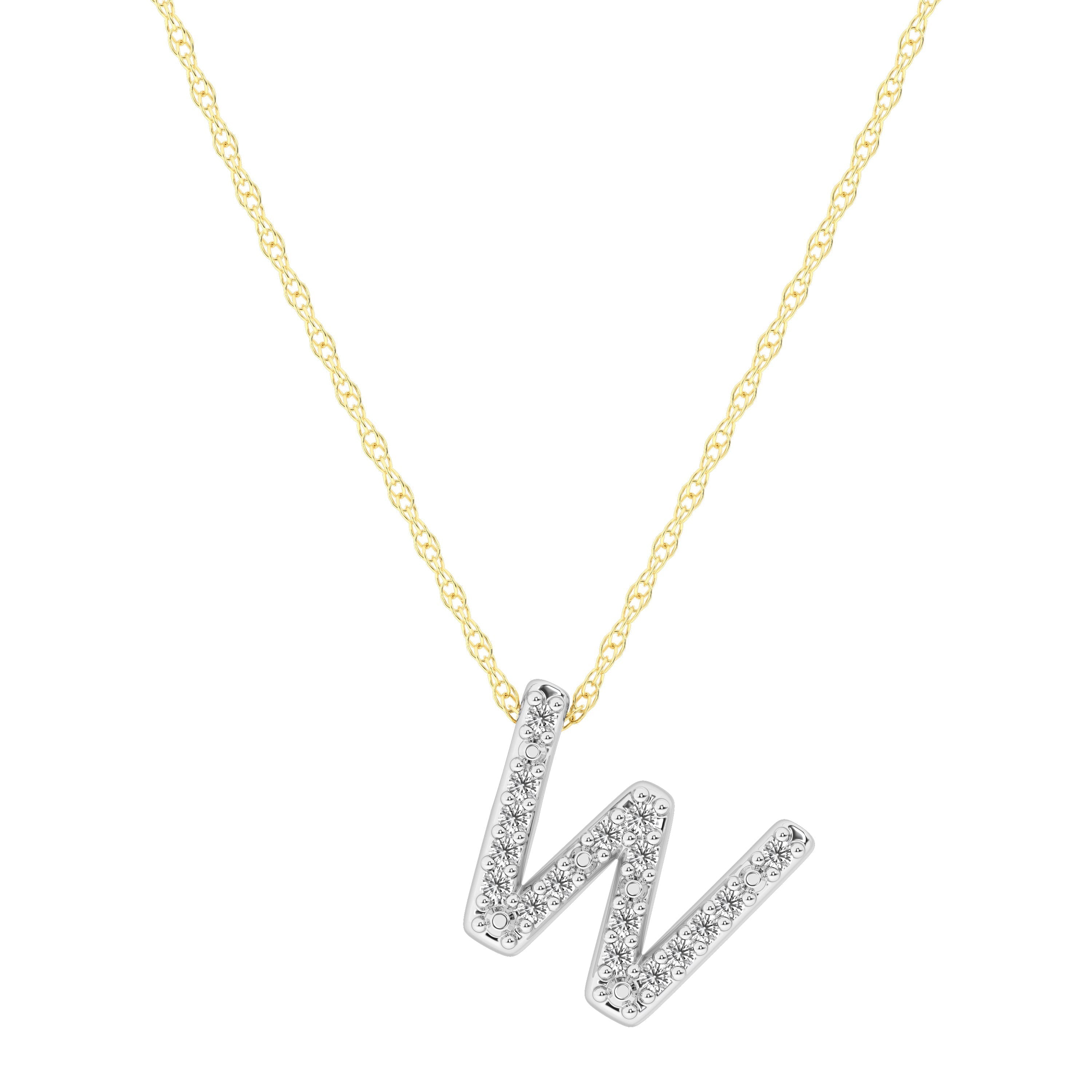 Diamond Initial Slider Necklace in 9kt Yellow Gold