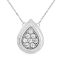 Bezel Set Pear Shaped Slider Necklace with 0.10tw of Diamonds in Sterling Silver