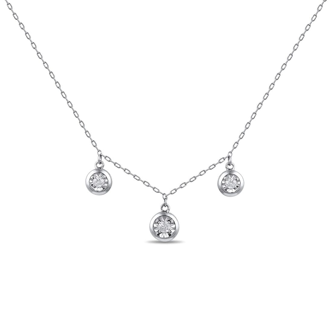 3 Station Necklace with 0.20tw of Diamonds in Sterling Silver