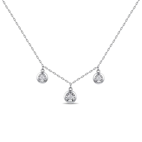 3 Station Necklace with 0.20tw of Diamonds in Sterling Silver