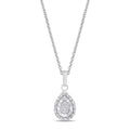 45cm Diamond Set Pear Miracle Halo Necklace in Sterling Silver