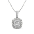 45cm Miracle Halo Necklace with 0.16tw of Diamonds in Sterling Silver