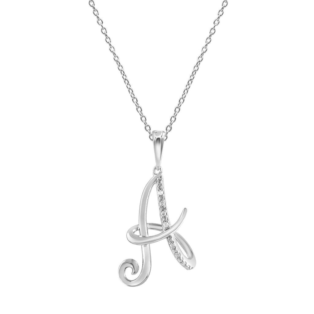 Sterling Silver Diamond Initial Necklace
