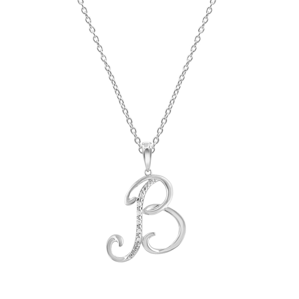 Sterling Silver Diamond Initial Necklace
