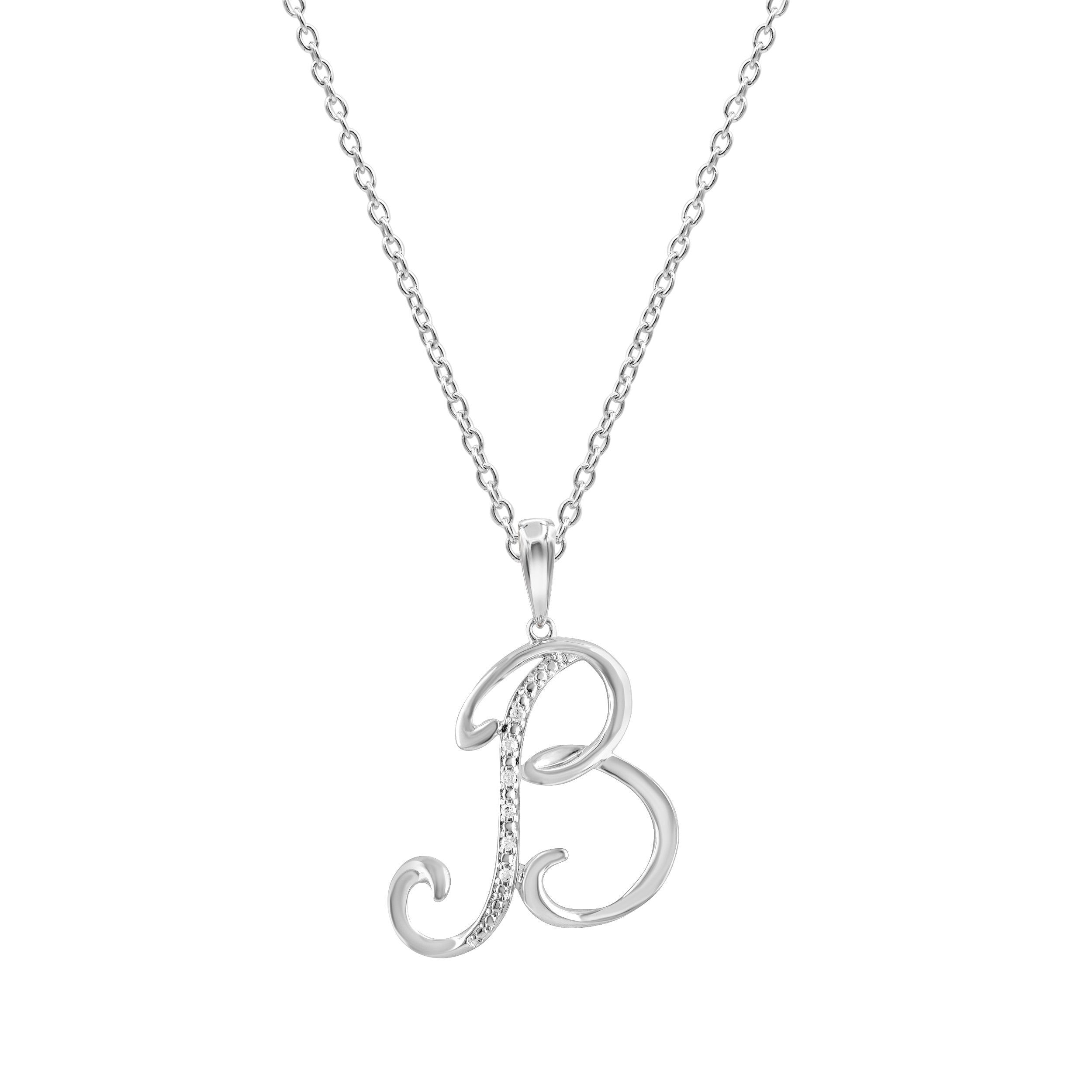 Sterling Silver Diamond Initial Necklace