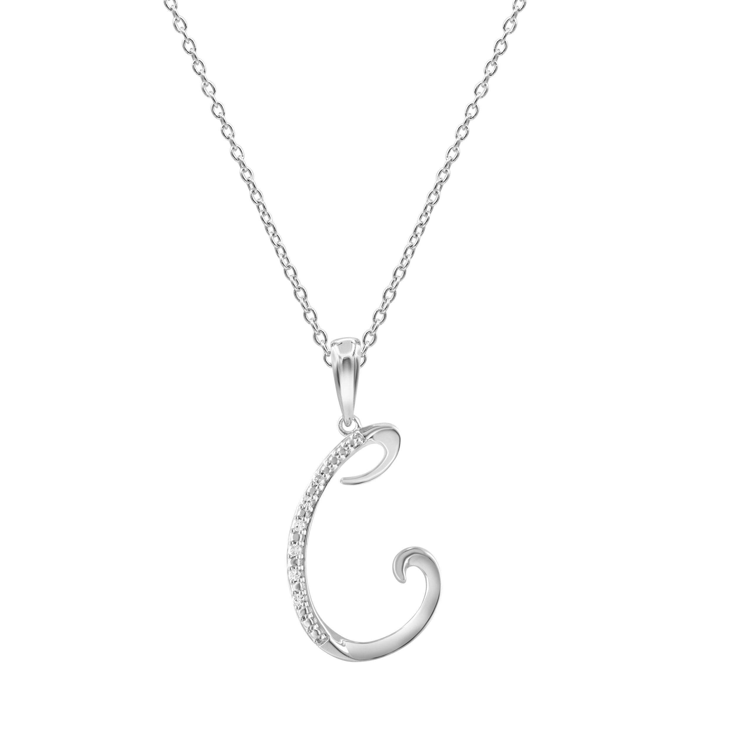 Sterling Silver Diamond Initial Necklace