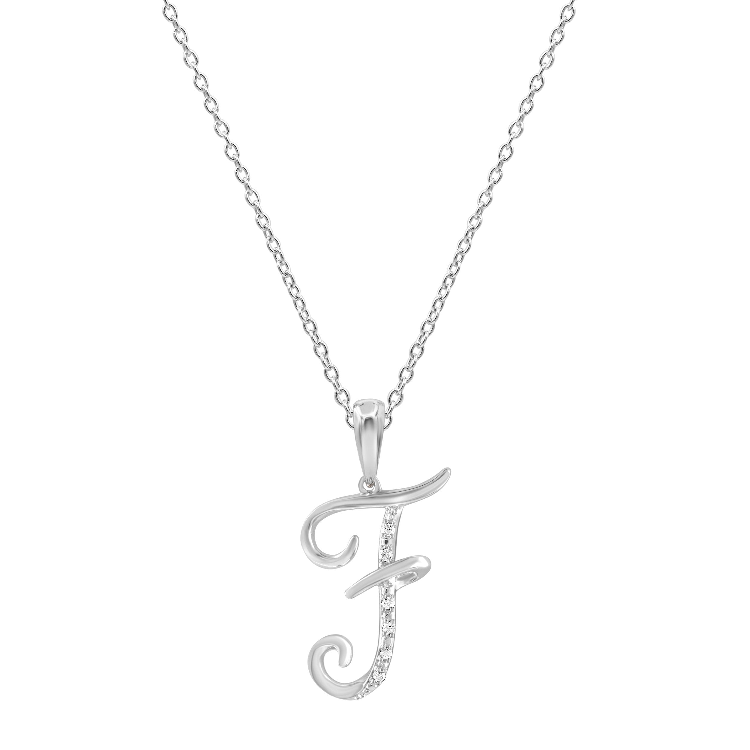 Sterling Silver Diamond Initial Necklace