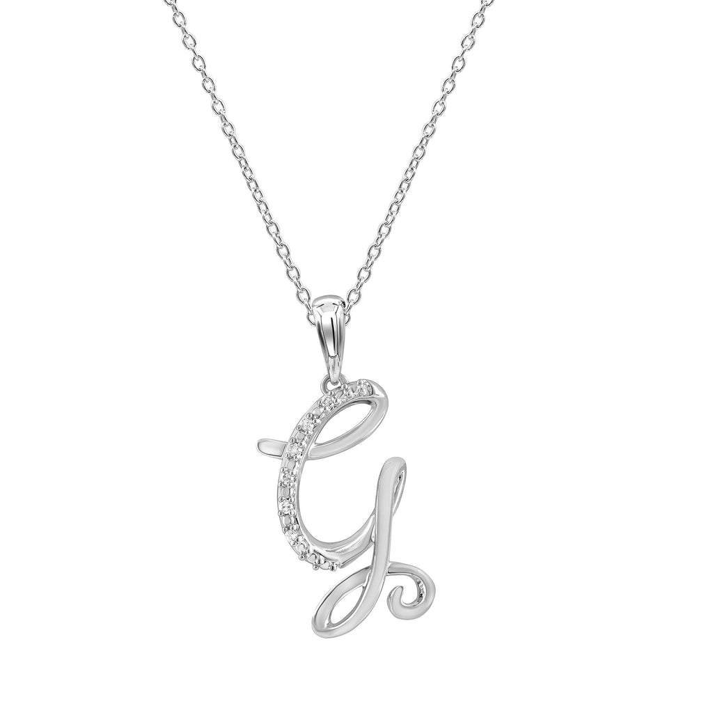 Sterling Silver Diamond Initial Necklace