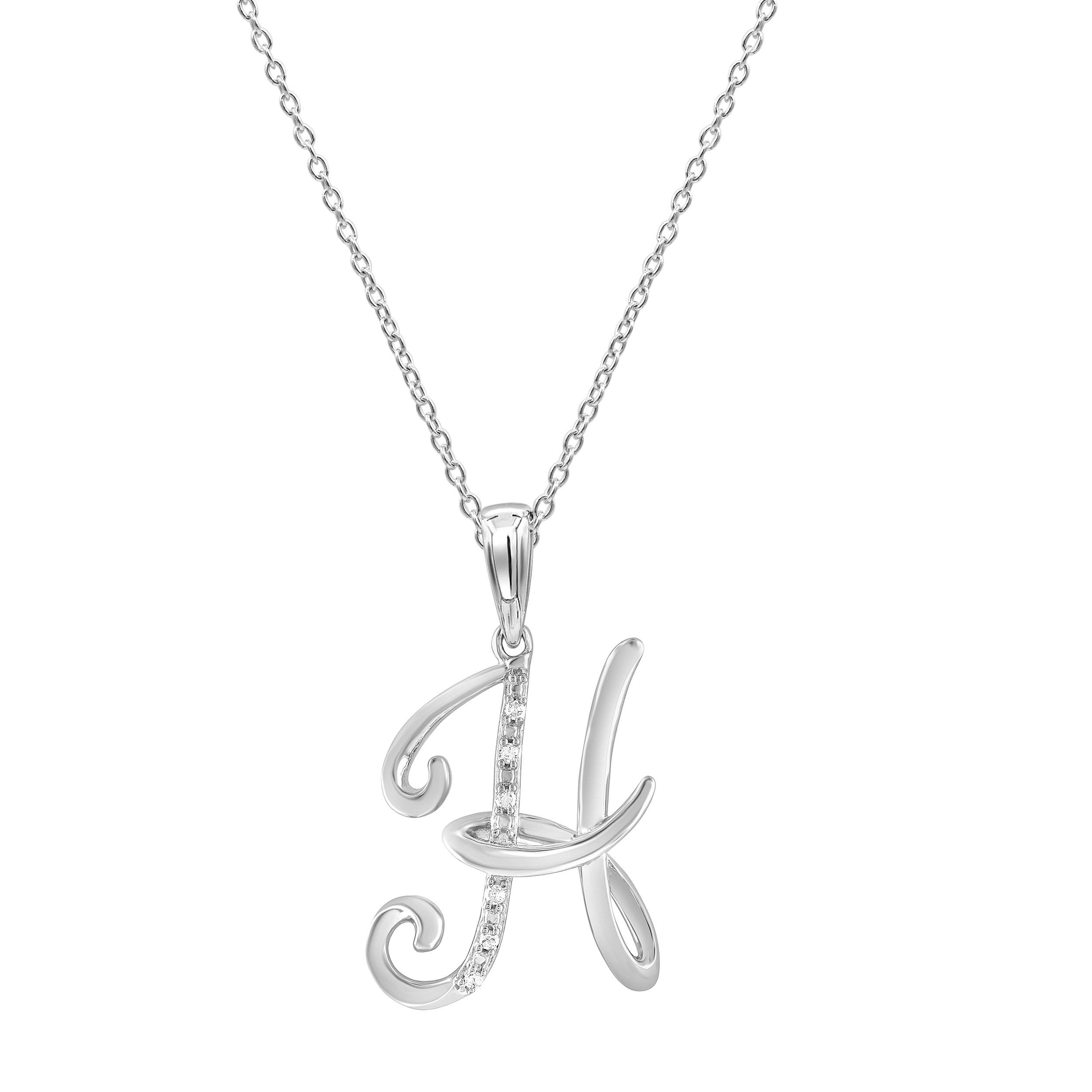 Sterling Silver Diamond Initial Necklace