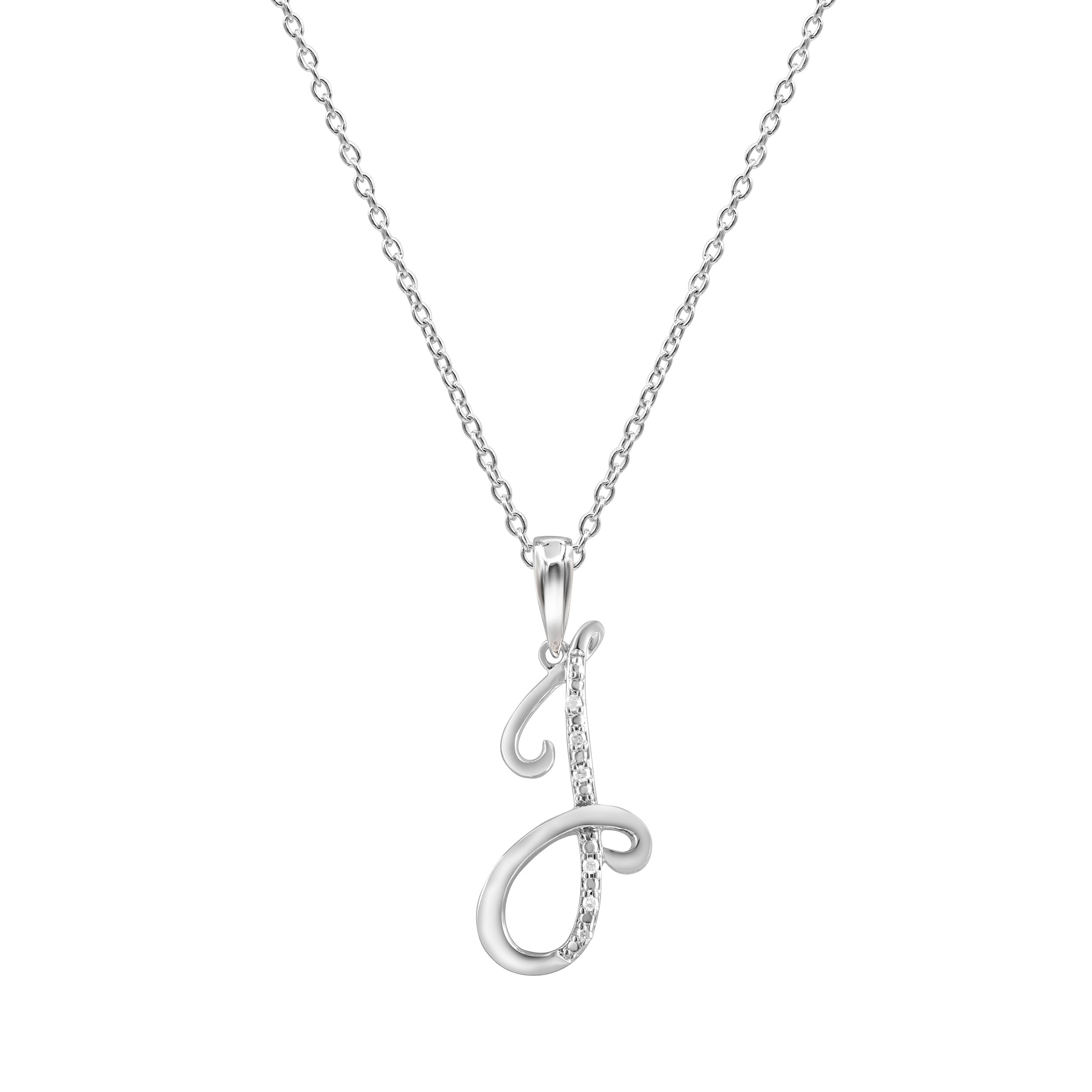 Sterling Silver Diamond Initial Necklace