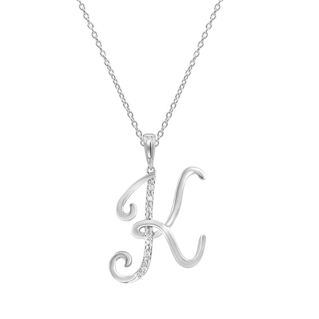 Sterling Silver Diamond Initial Necklace