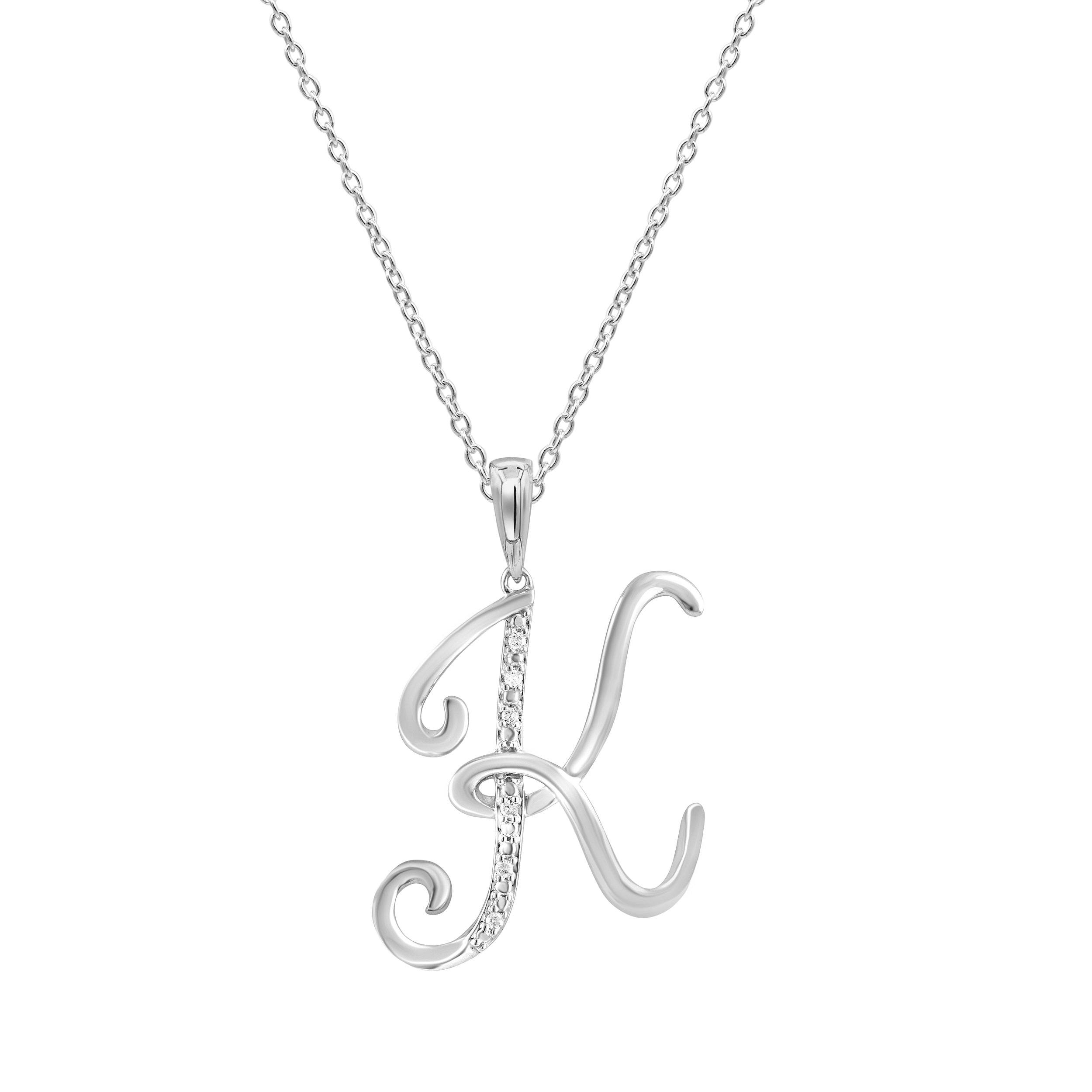 Sterling Silver Diamond Initial Necklace