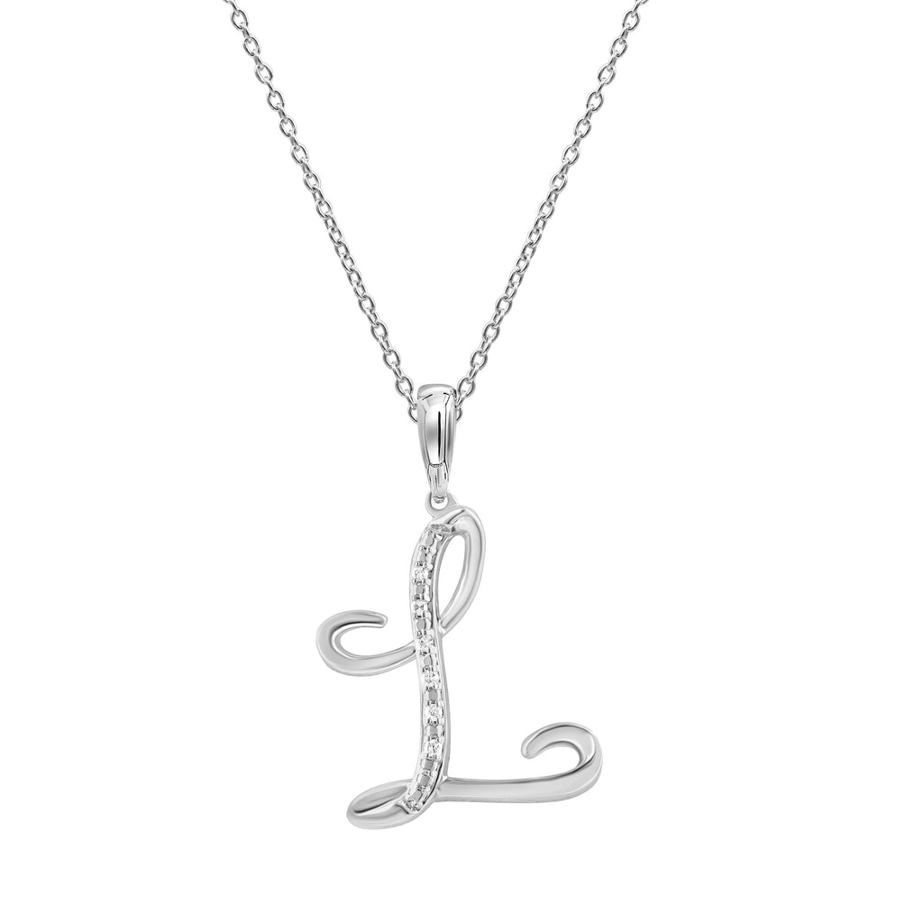 Sterling Silver Diamond Initial Necklace
